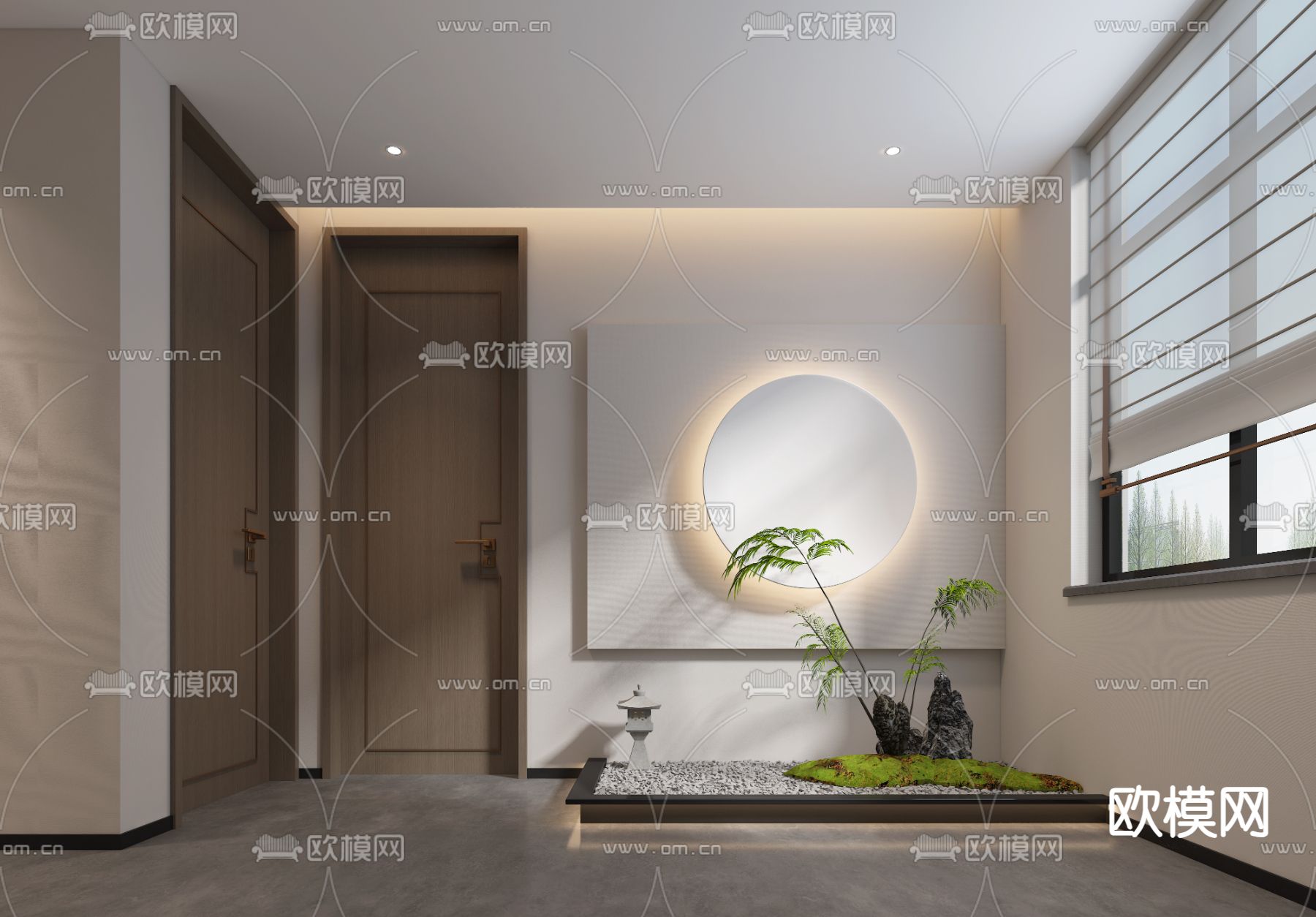 新中式门厅 玄关过道3d模型下载