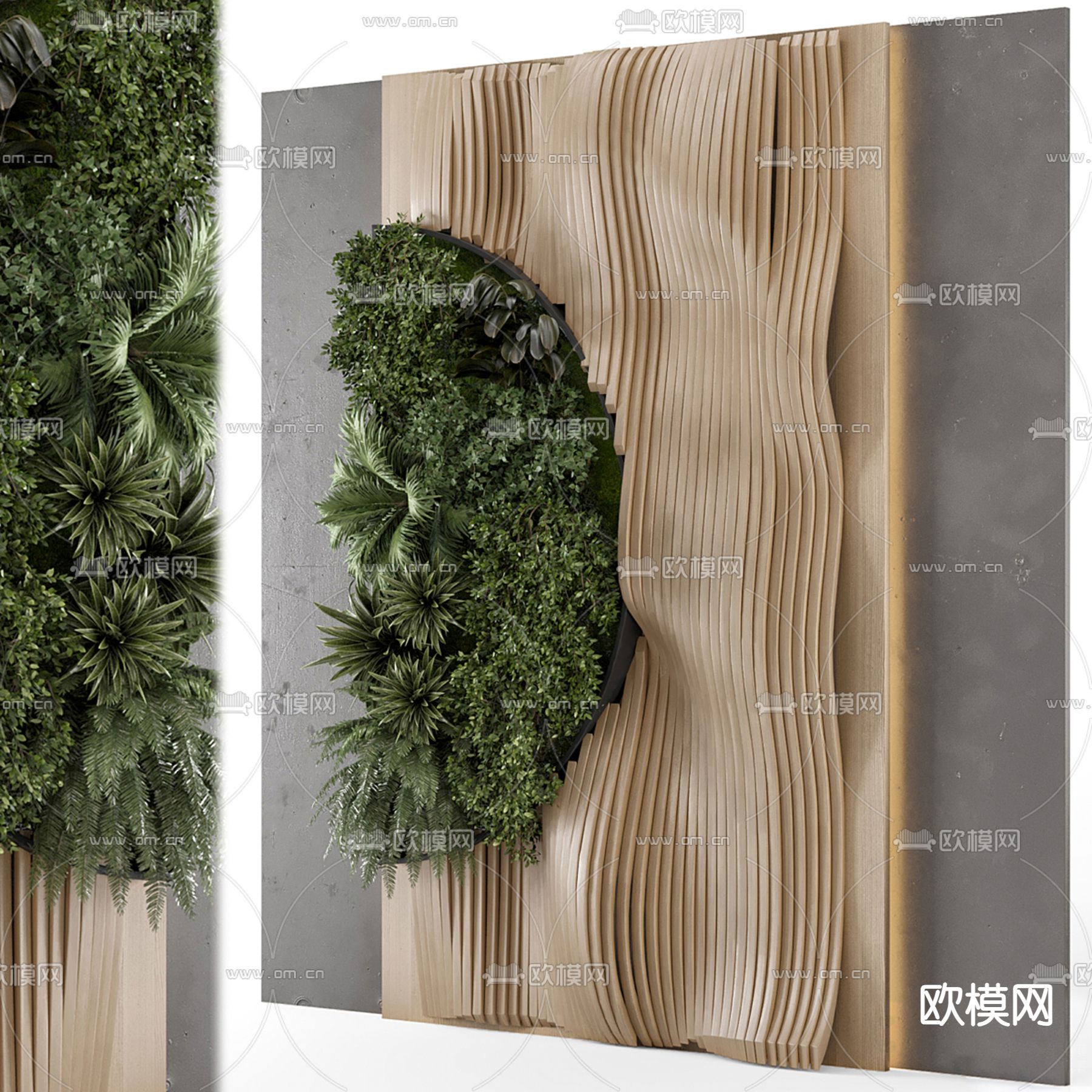 植物背景墙su模型下载（渲染图1）