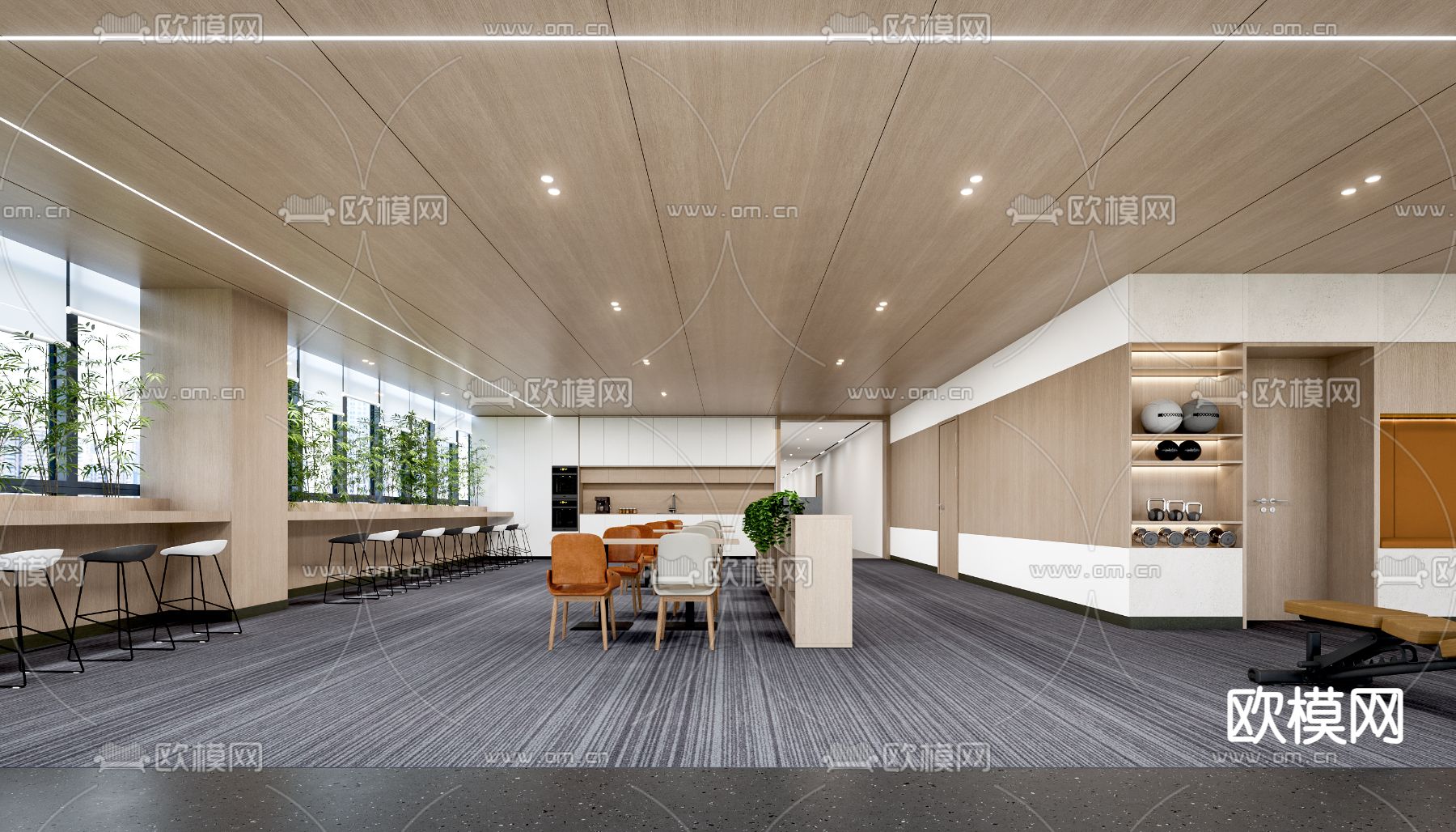 现代健身房3d模型下载（渲染图2）