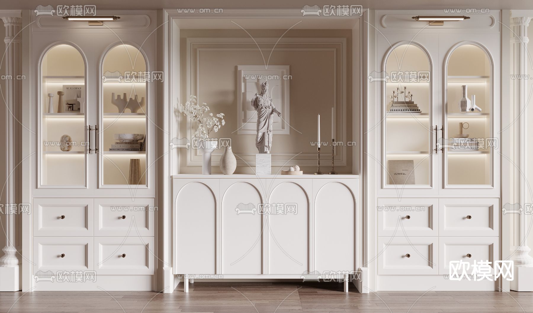 法式陈列柜 装饰柜 书柜3d模型下载