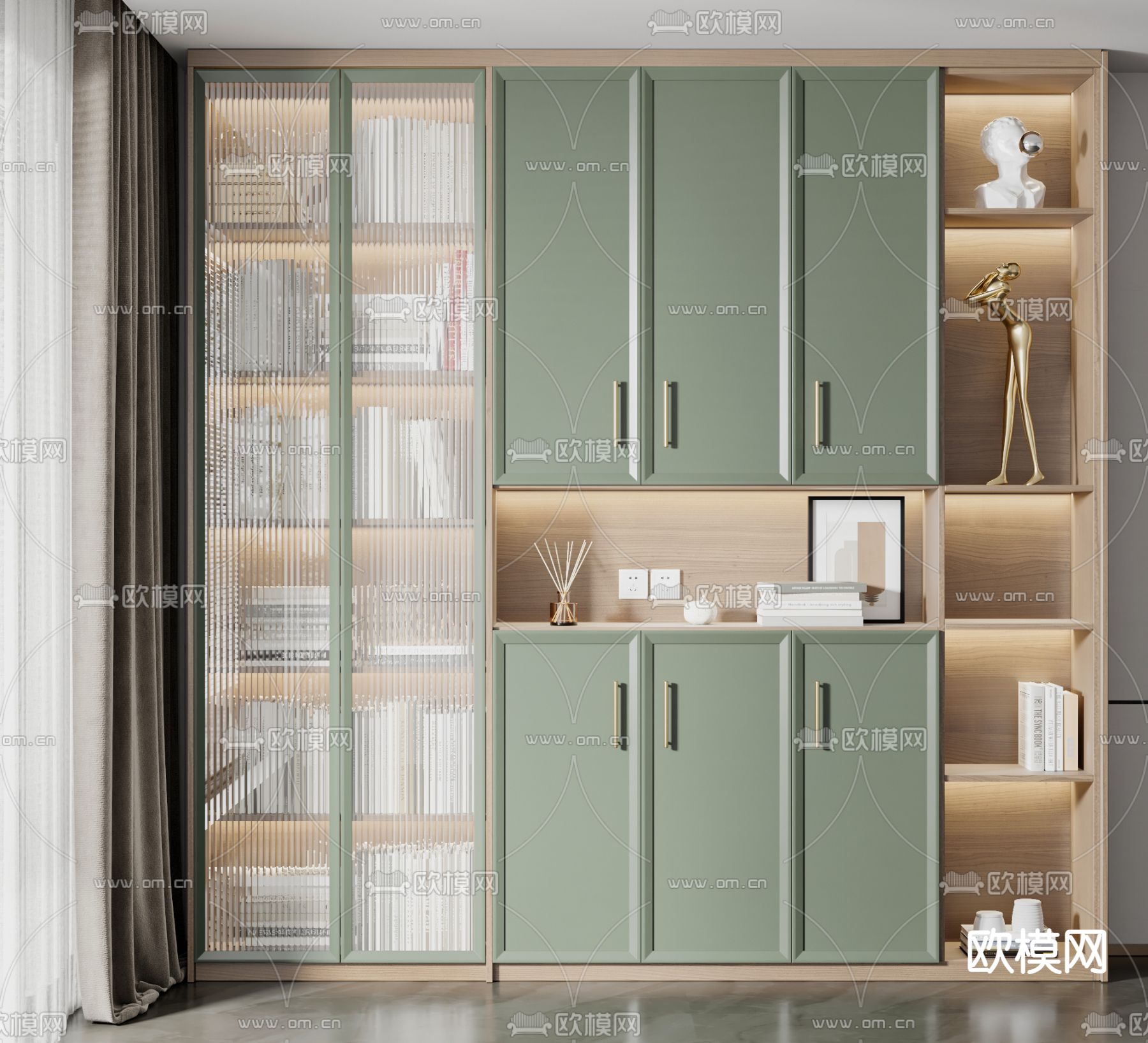 北欧书柜su模型下载（渲染图1）