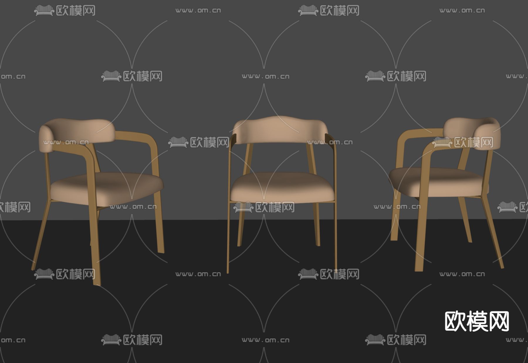现代单椅 餐椅su模型下载（渲染图2）