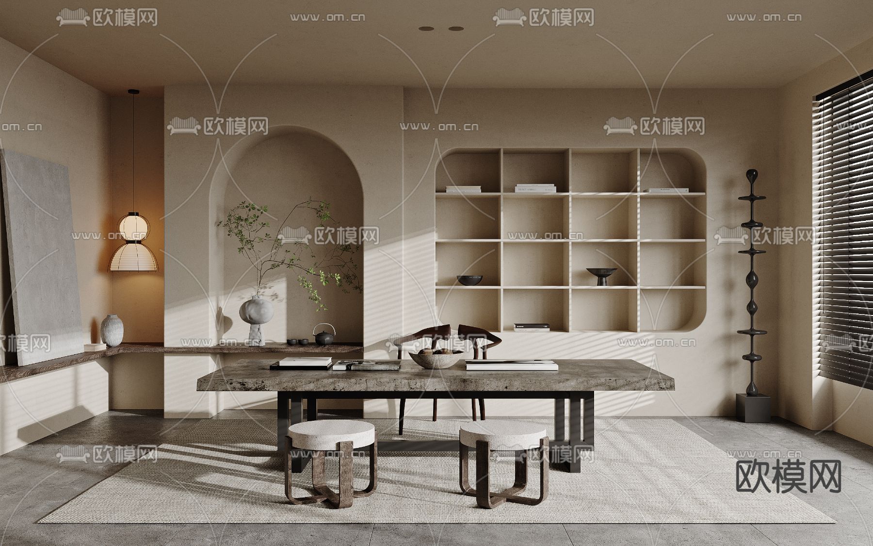 侘寂茶室3d模型下载（渲染图1）