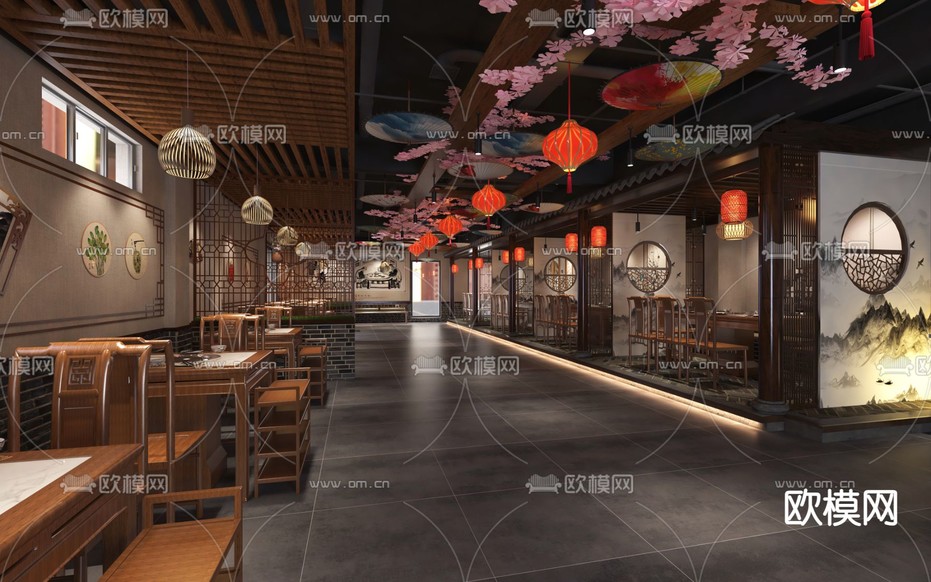 新中式火鍋店3d模型下載(渲染圖1)