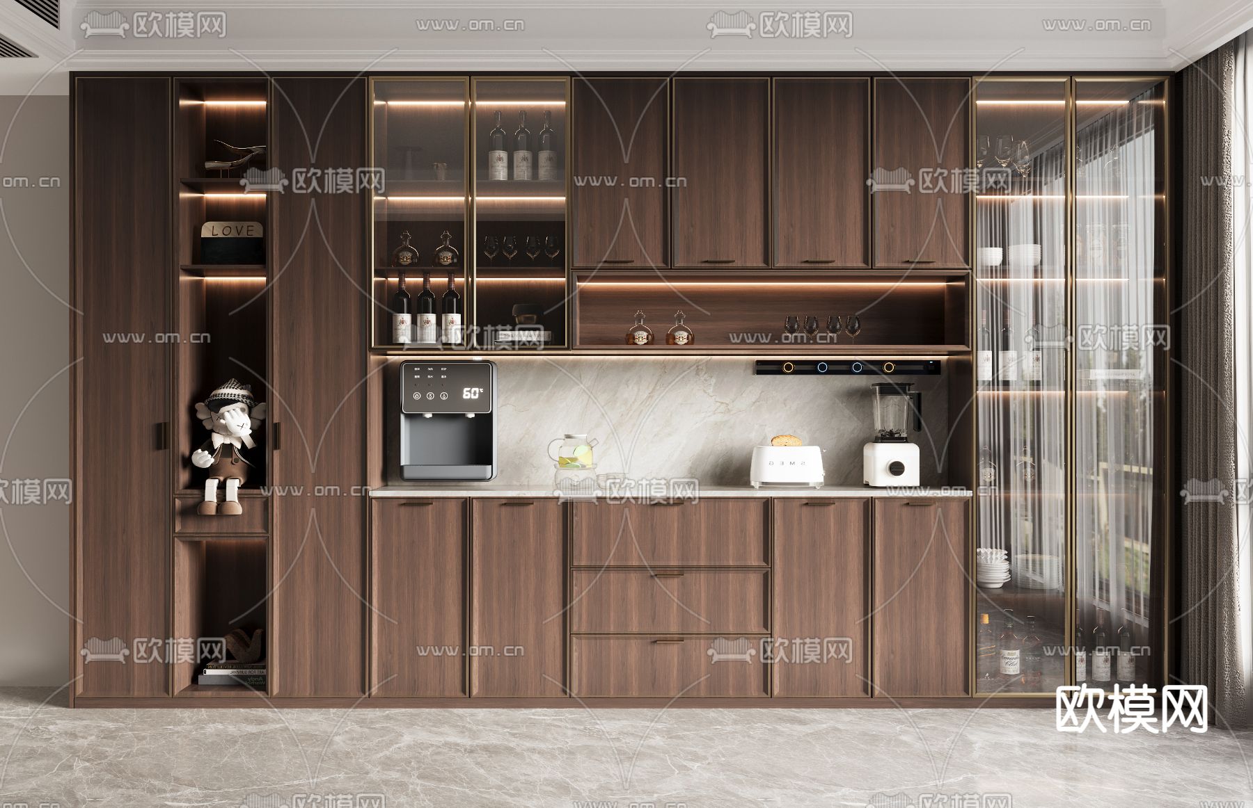 新中式酒柜 餐边柜3d模型下载