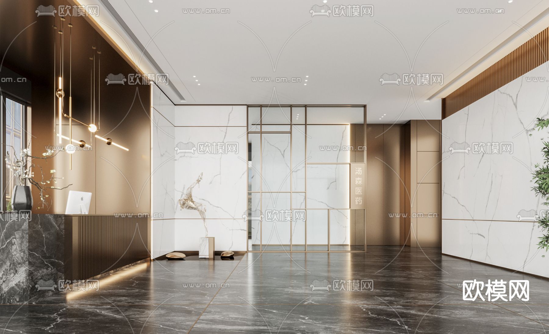 办公室前台 接待台3d模型下载