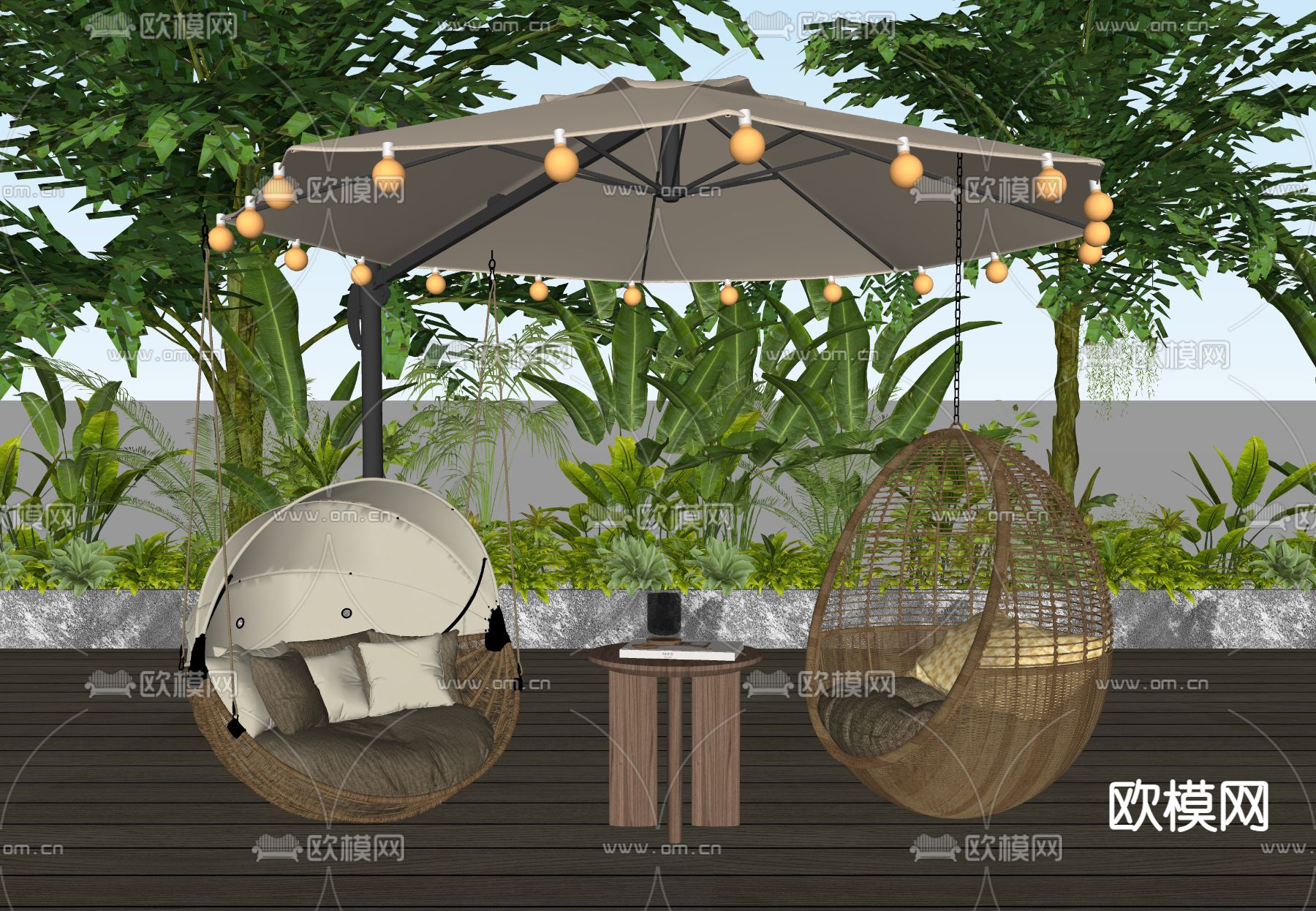 现代吊椅su模型下载（渲染图2）