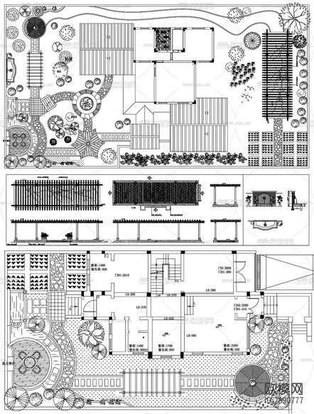 園林花園 空中庭院 屋頂花園 別墅花園CAD施工圖下載(渲染圖7)