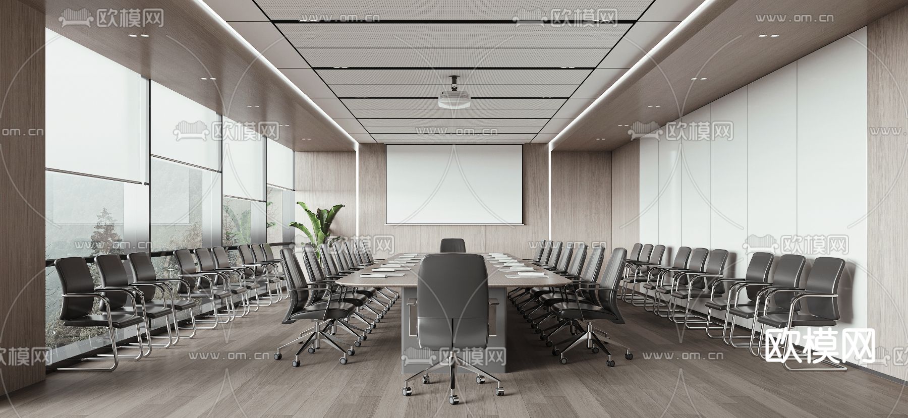 现代会议室3d模型下载