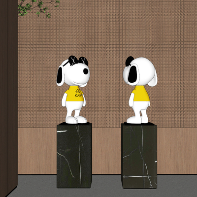  现代潮玩 雕塑su模型 