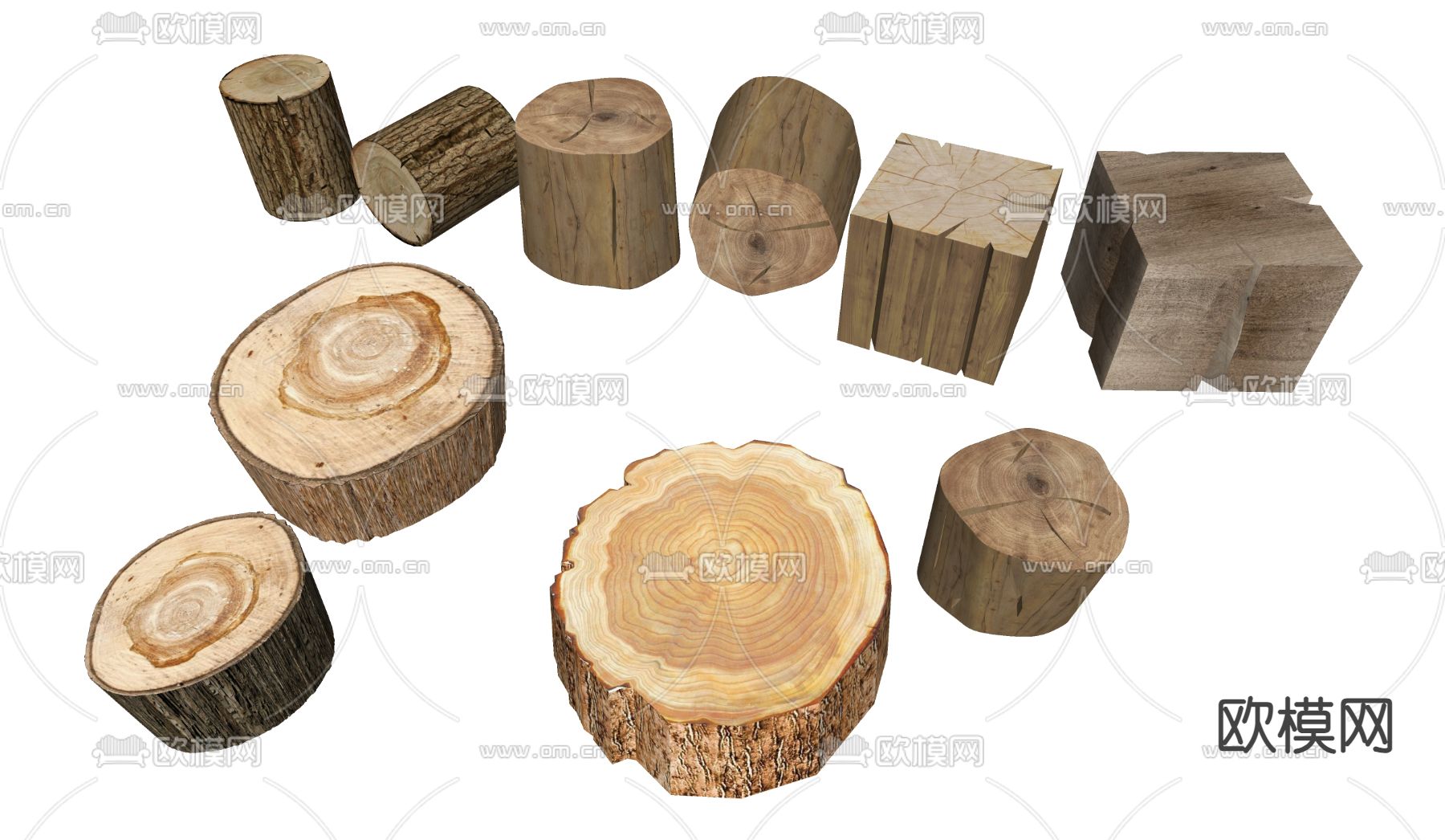 木头凳 木桩 矮凳型su模型下载（渲染图2）