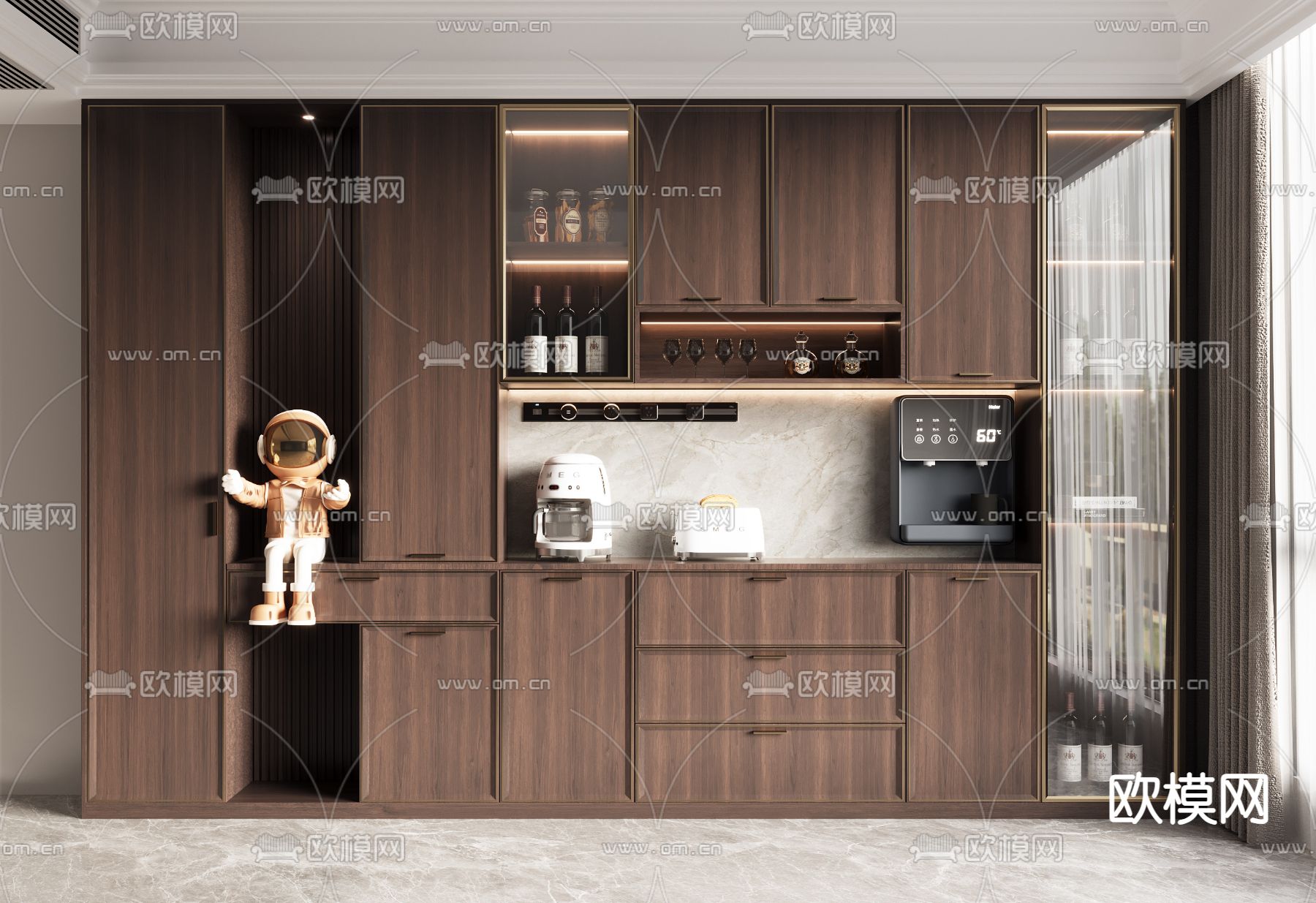 新中式酒柜 餐边柜3d模型下载