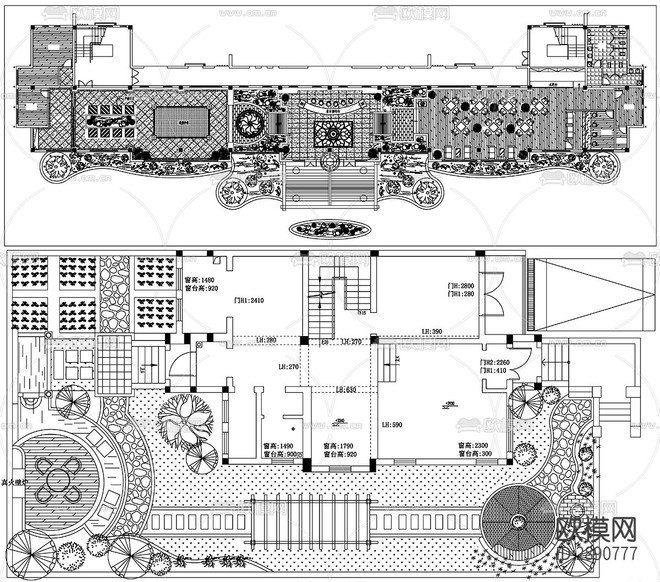 園林花園 空中庭院 屋頂花園 別墅花園CAD施工圖下載(渲染圖4)