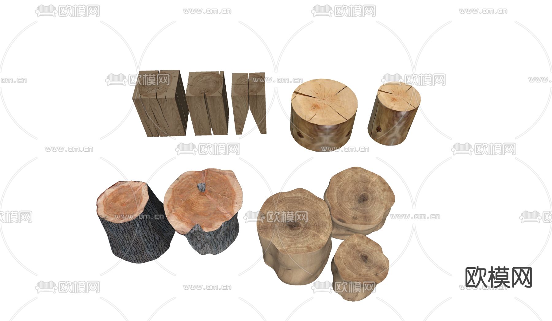 木凳子 木桩 木头 树桩su模型下载（渲染图2）