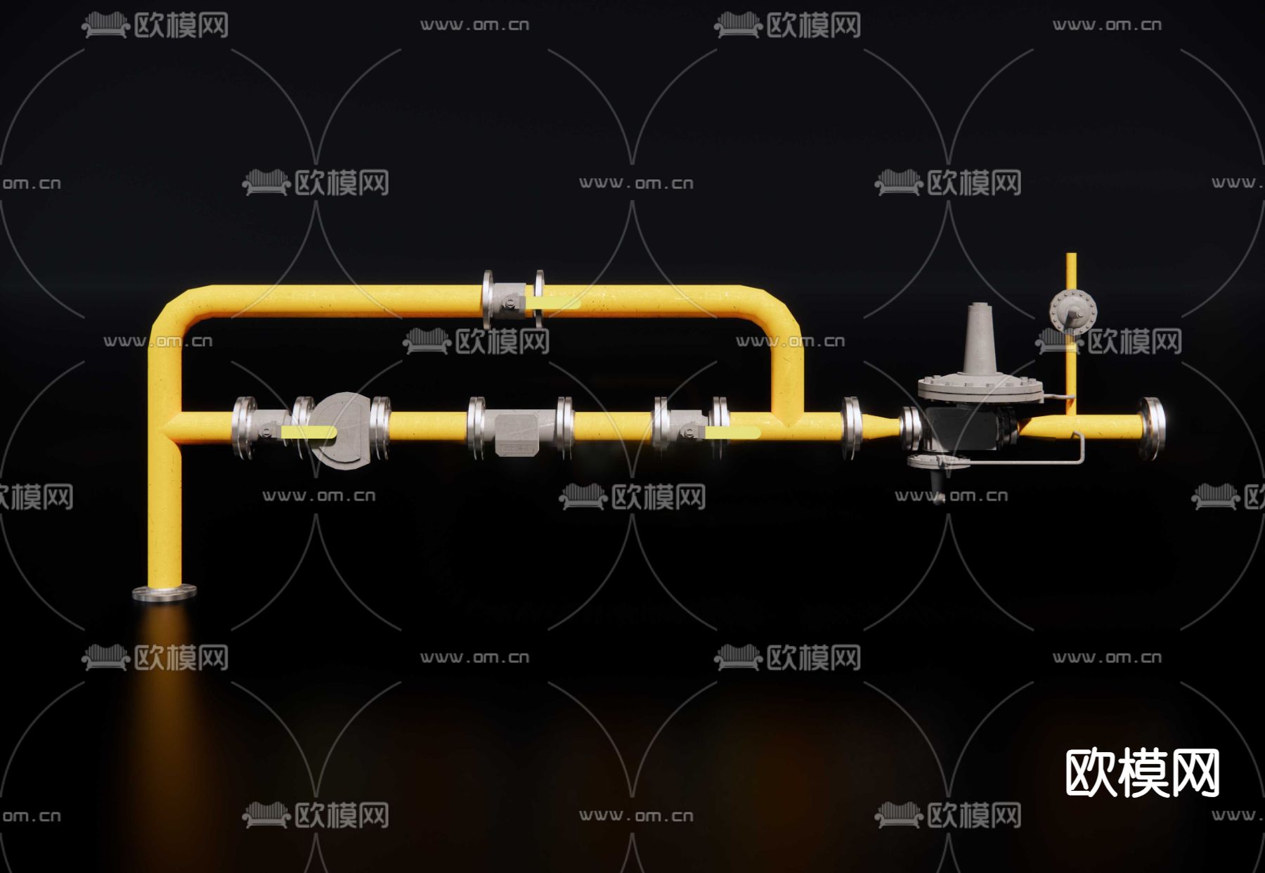 管道阀门 减压阀su模型下载（渲染图1）