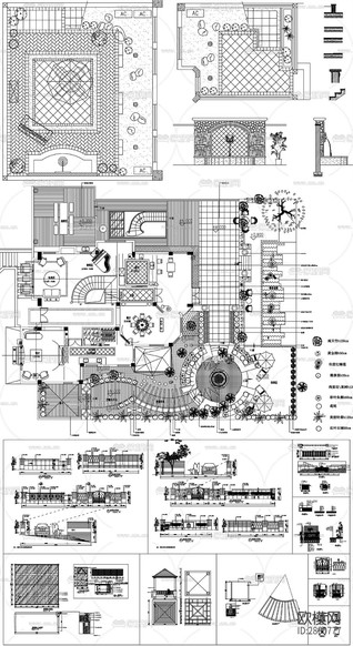 園林花園 空中庭院 屋頂花園 別墅花園CAD施工圖下載(渲染圖5)