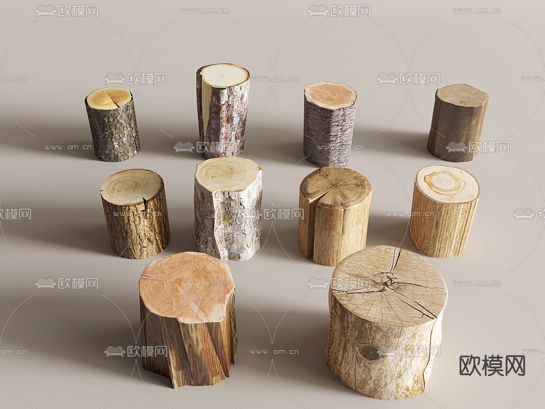 木桩 木凳su模型下载（渲染图1）