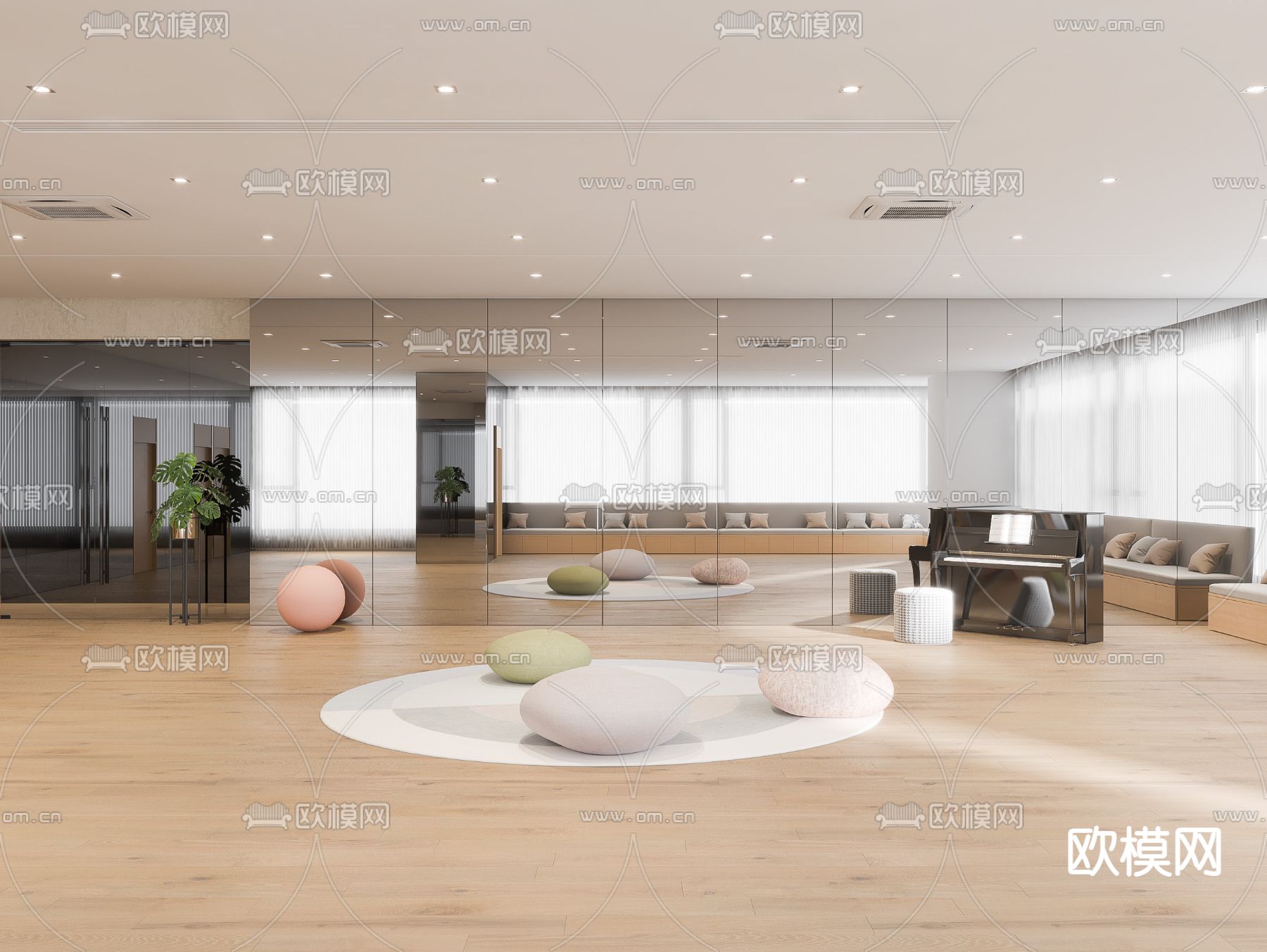 健身房 舞蹈室 瑜伽室3d模型下载