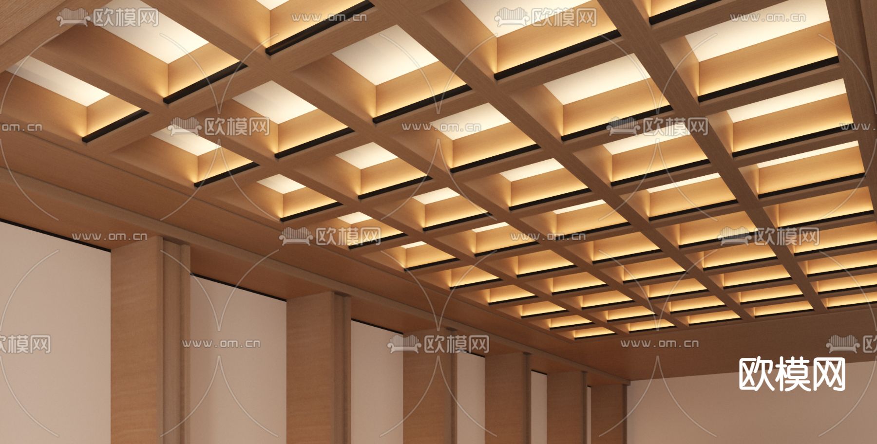 原木吊顶 方格吊顶 天花3d模型下载（渲染图4）