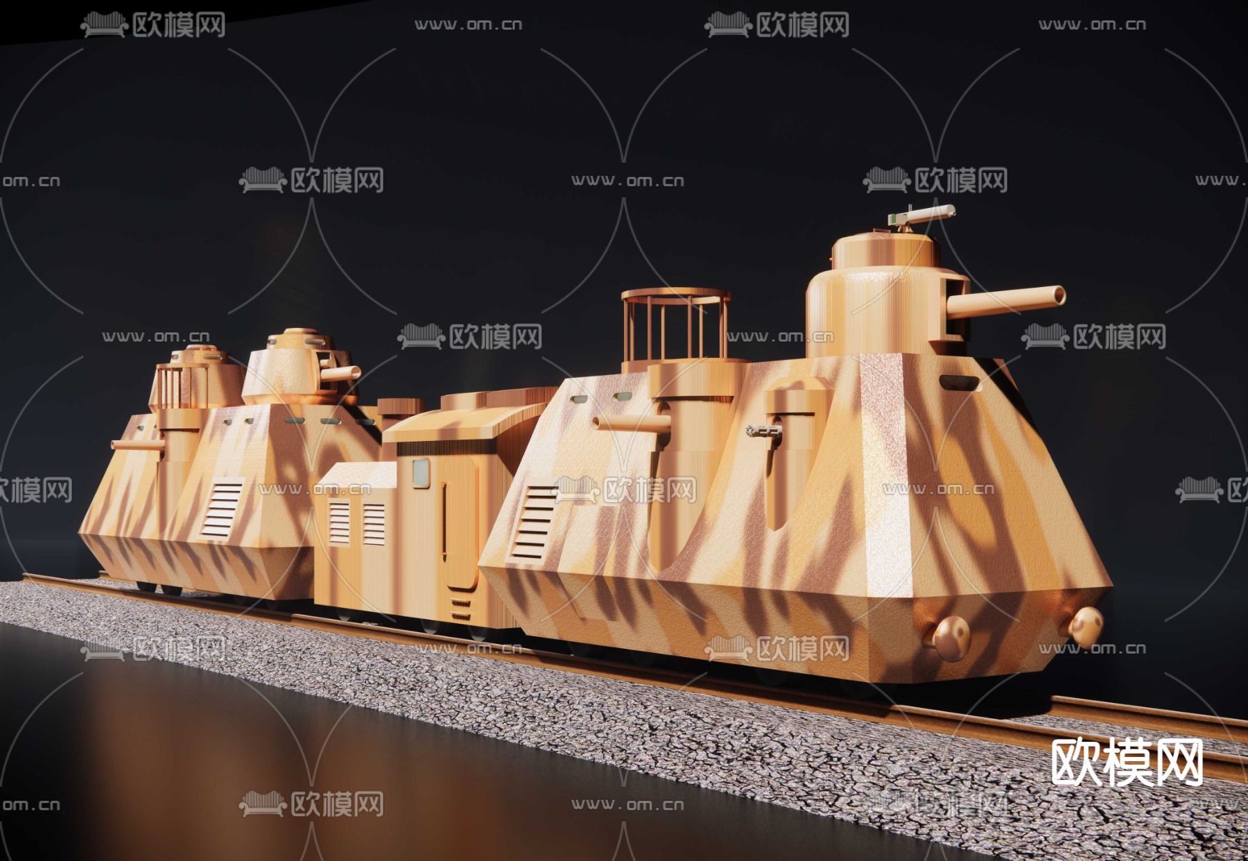 轨道装甲车su模型下载（渲染图2）