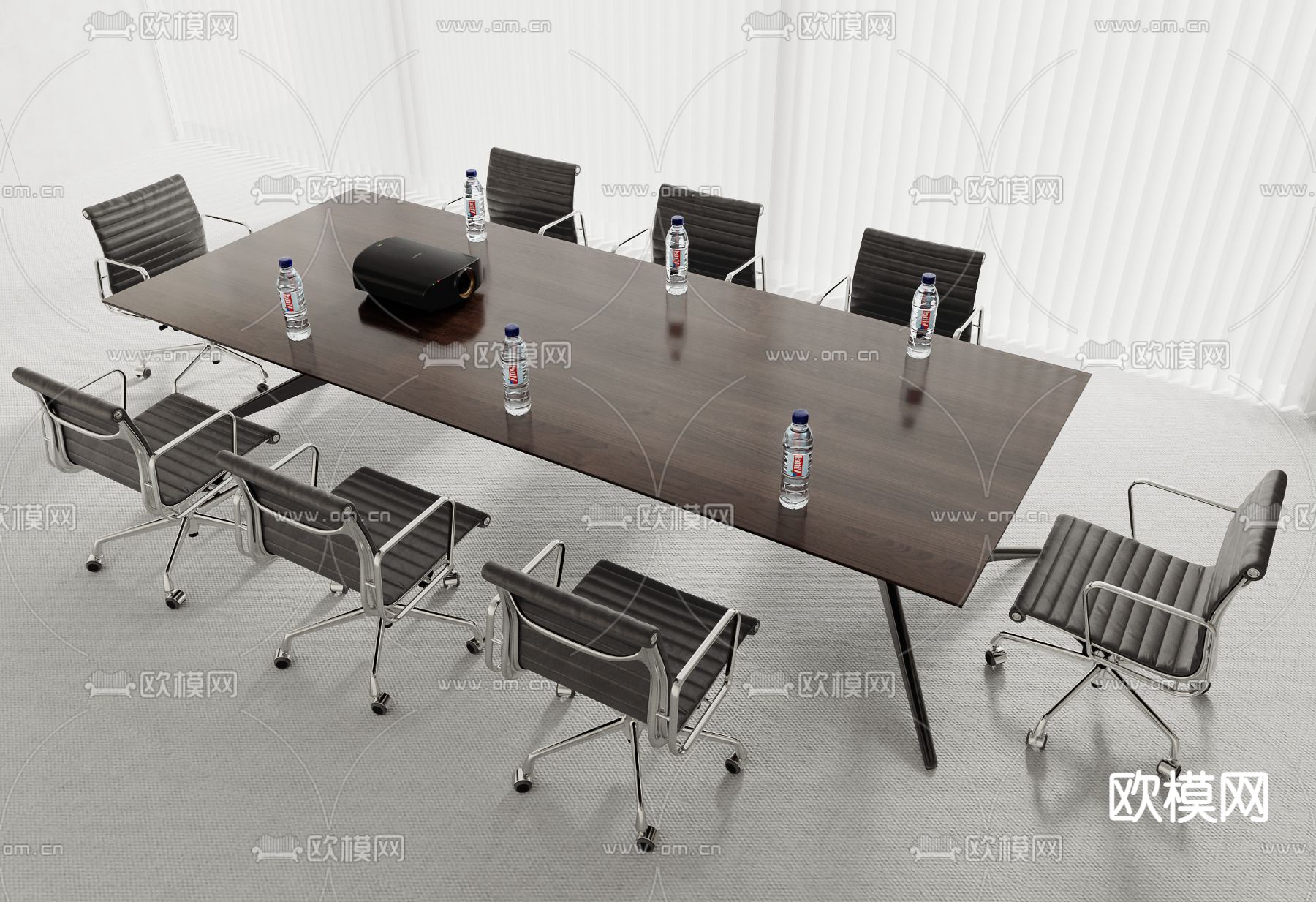 现代会议桌椅su模型下载（渲染图1）