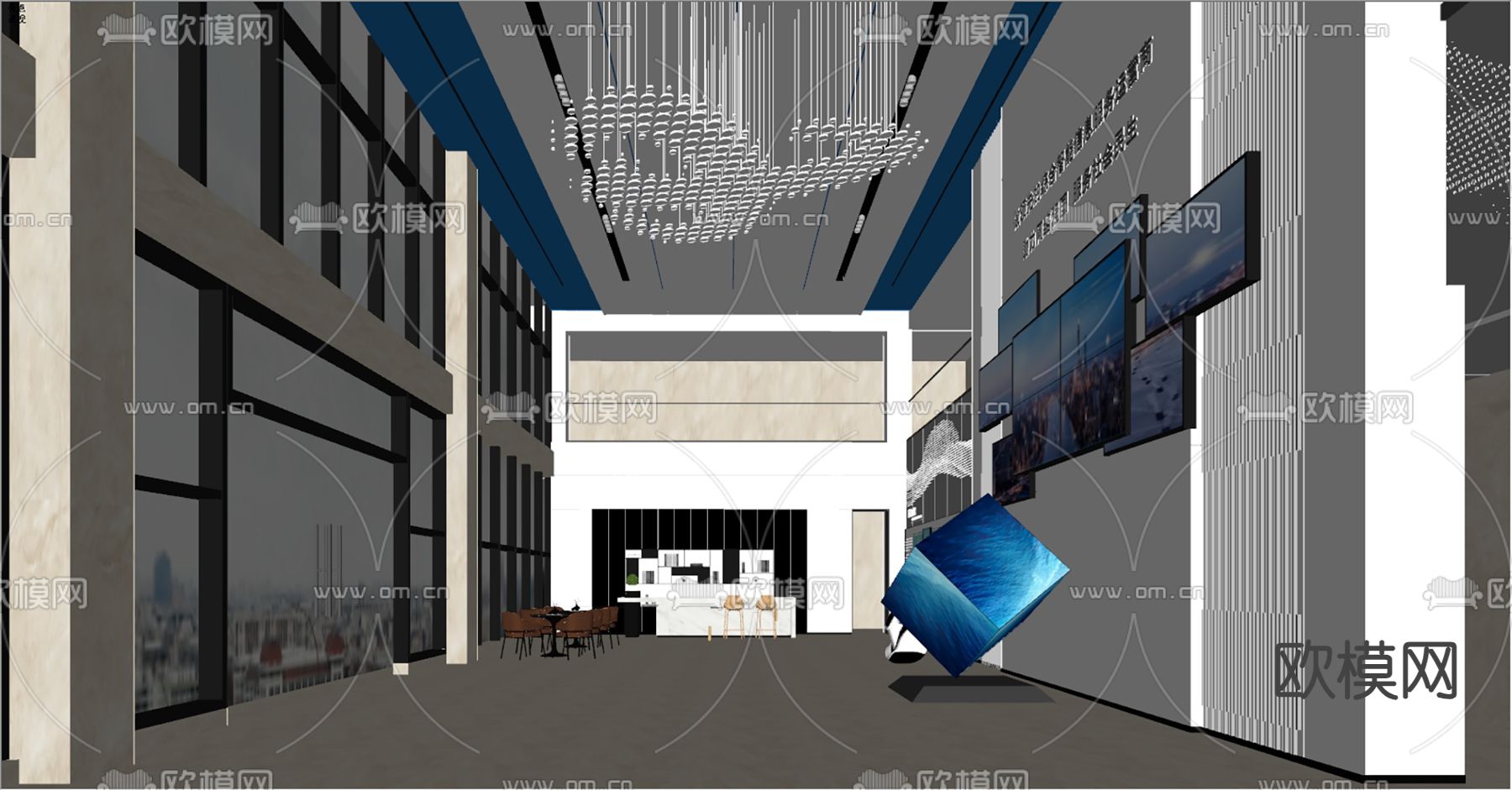 现代企业大厅su模型下载（渲染图4）