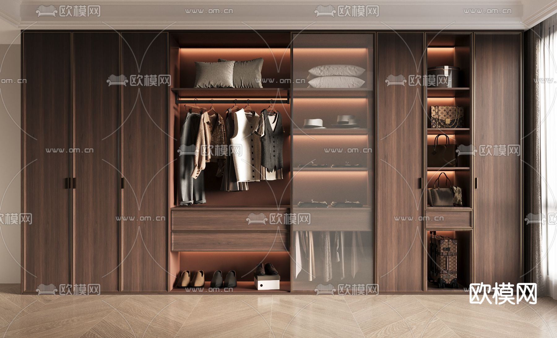新中式衣柜3d模型下载