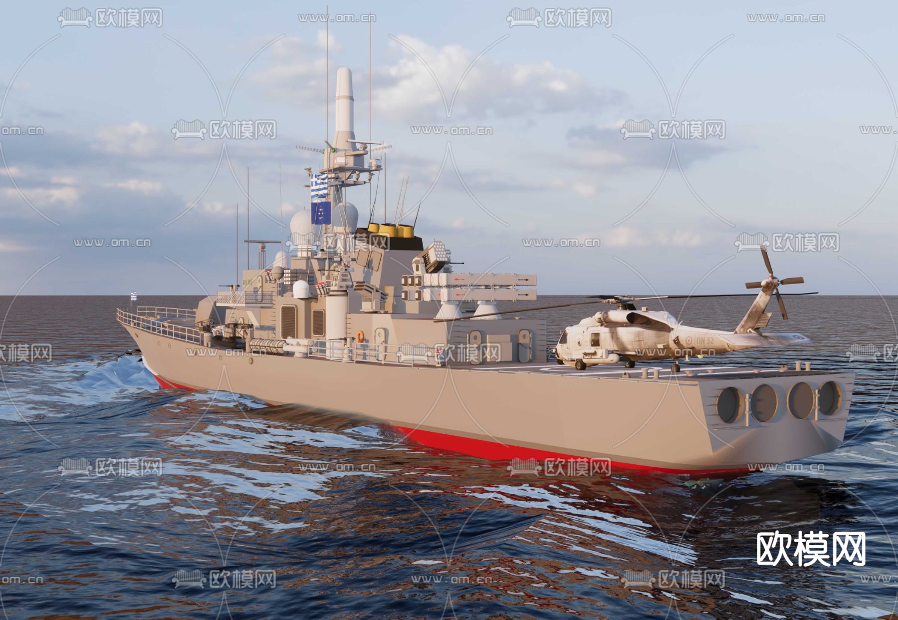 海军导弹护卫舰su模型下载（渲染图3）