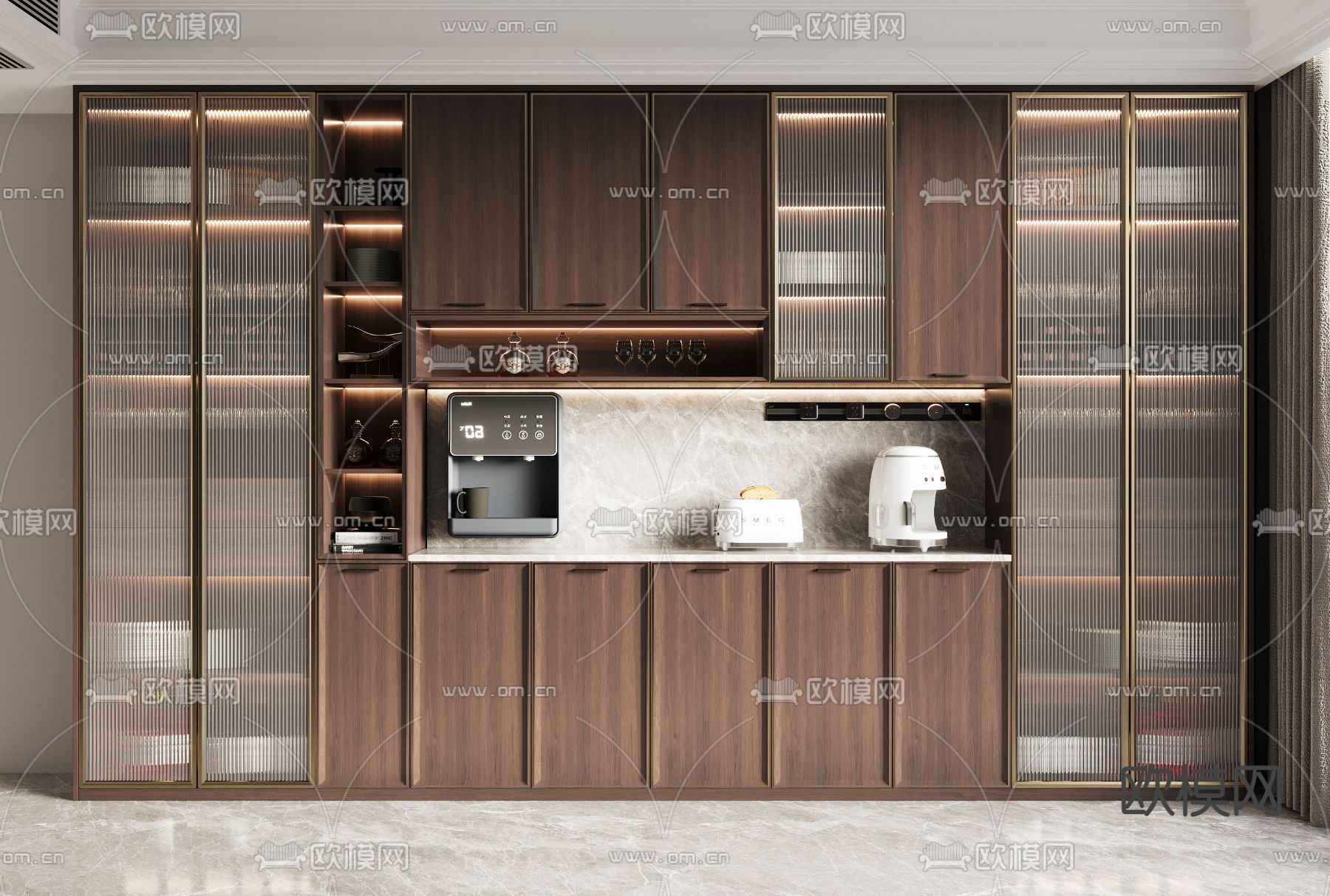 新中式酒柜 餐边柜3d模型下载