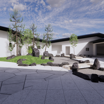  现代庭院景观su模型 