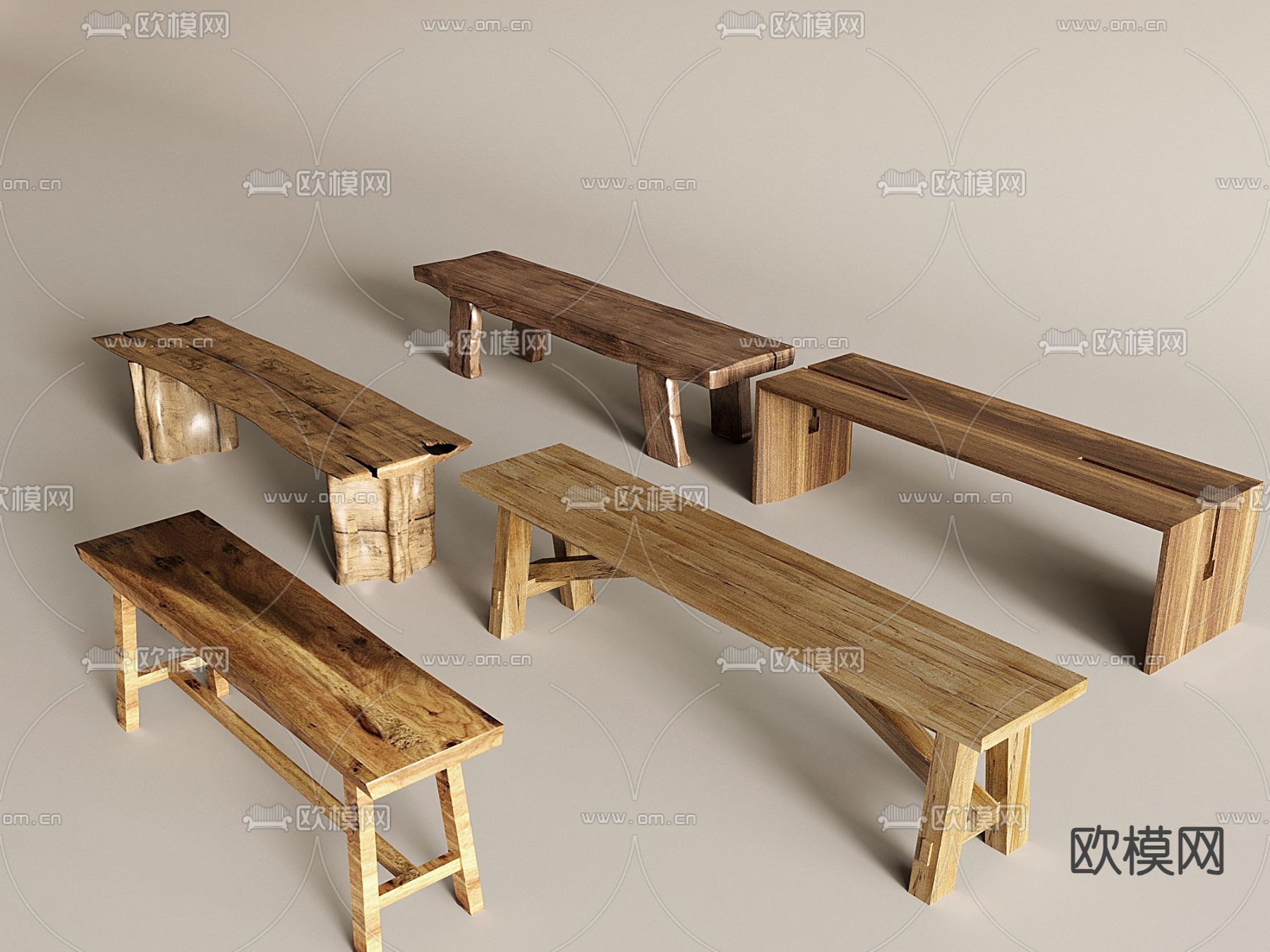 侘寂凳子su模型下载（渲染图1）