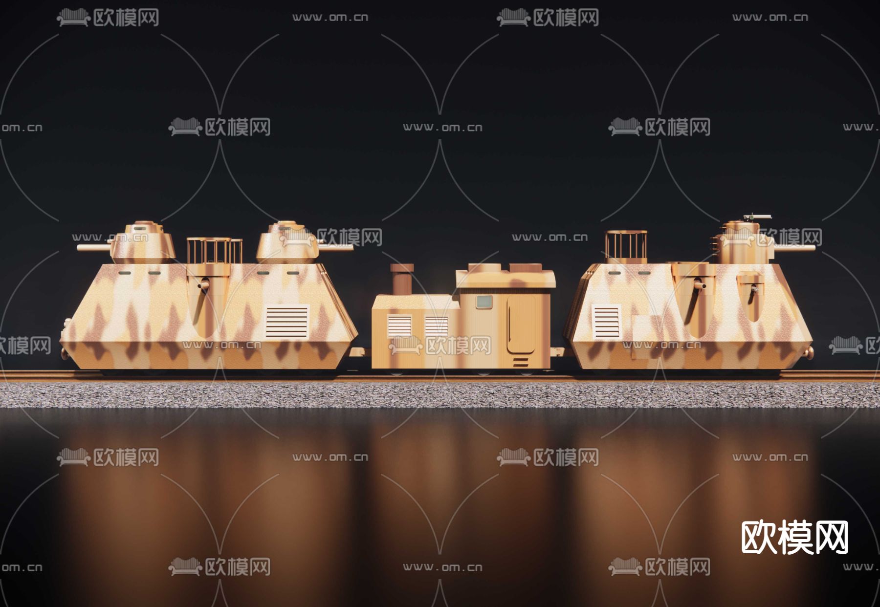轨道装甲车su模型下载（渲染图3）