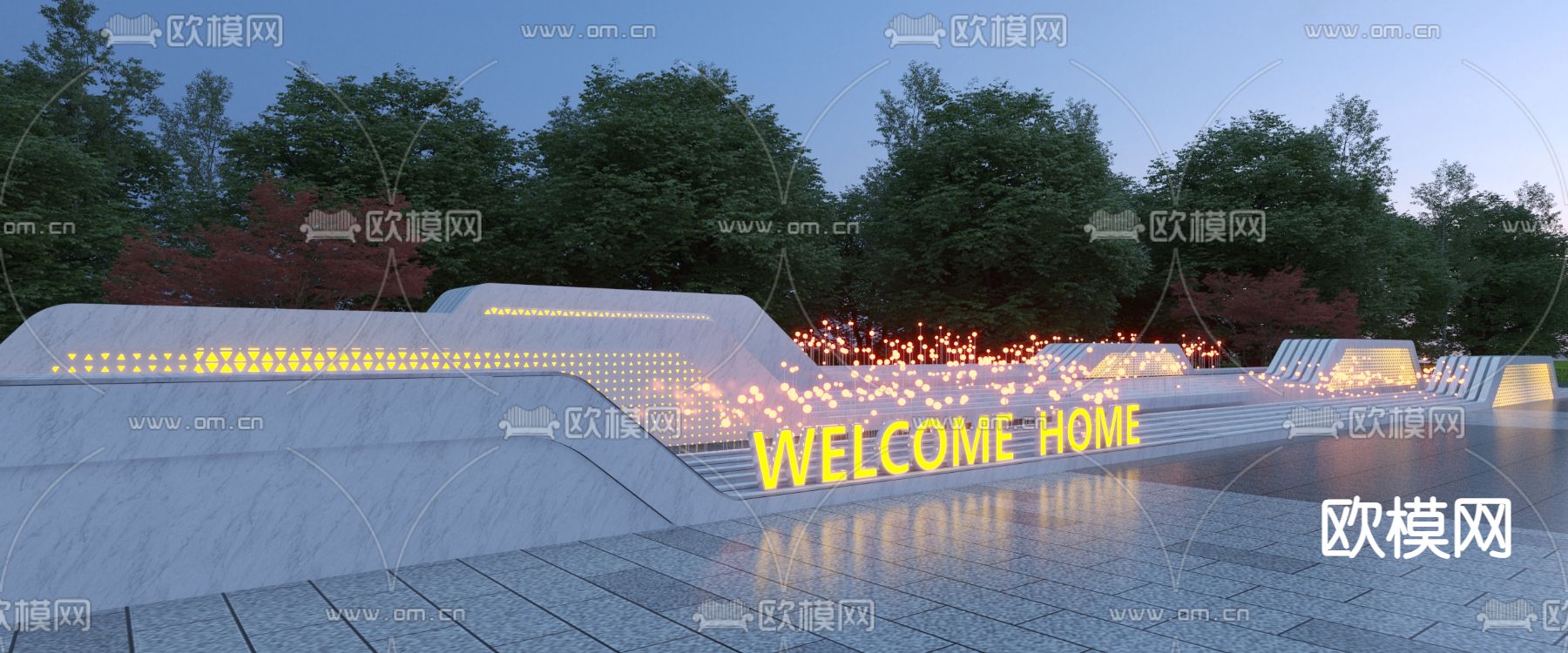 造型穿孔板景墙3d模型下载