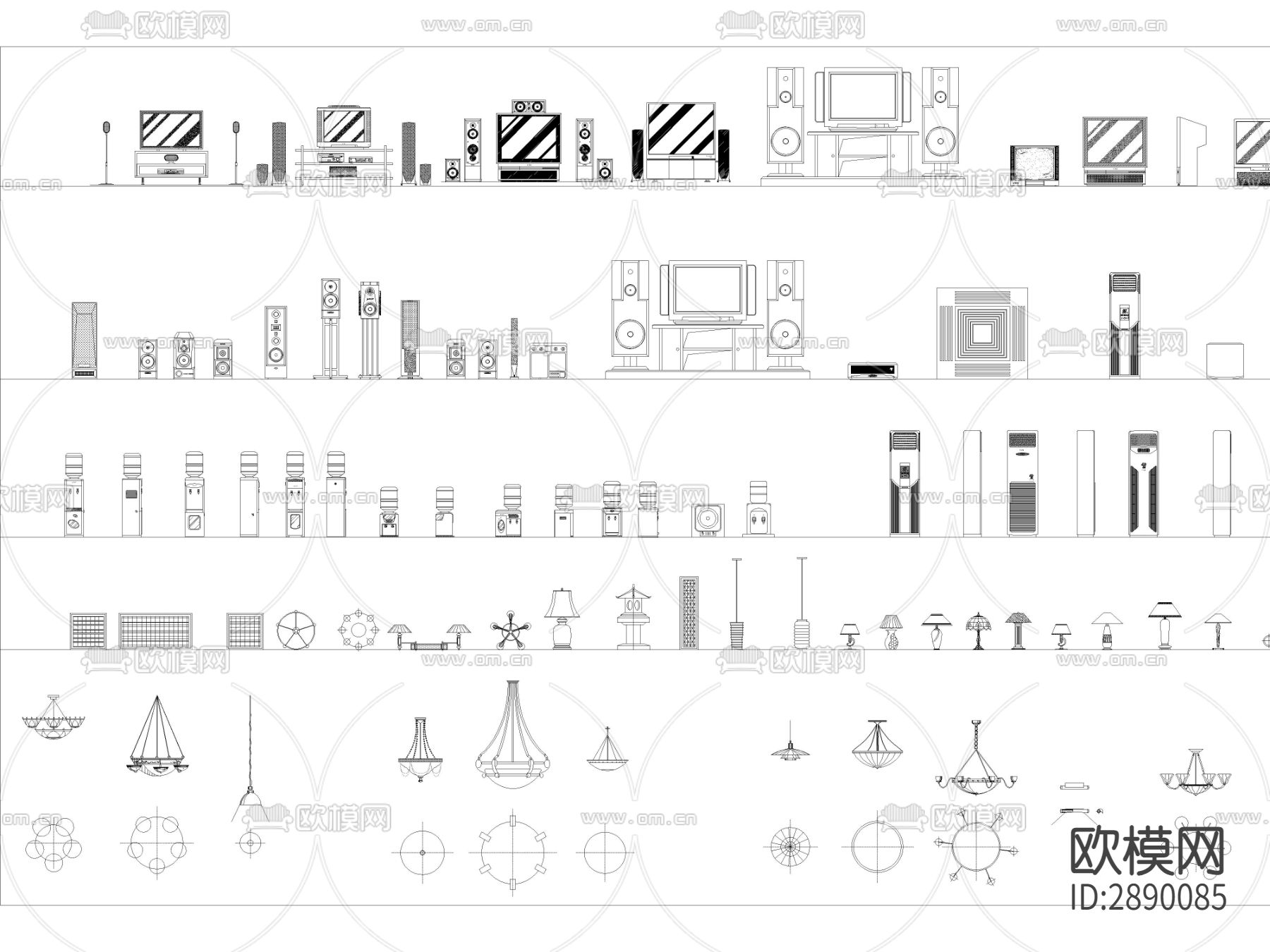 家用电器立面CAD图库下载（渲染图2）