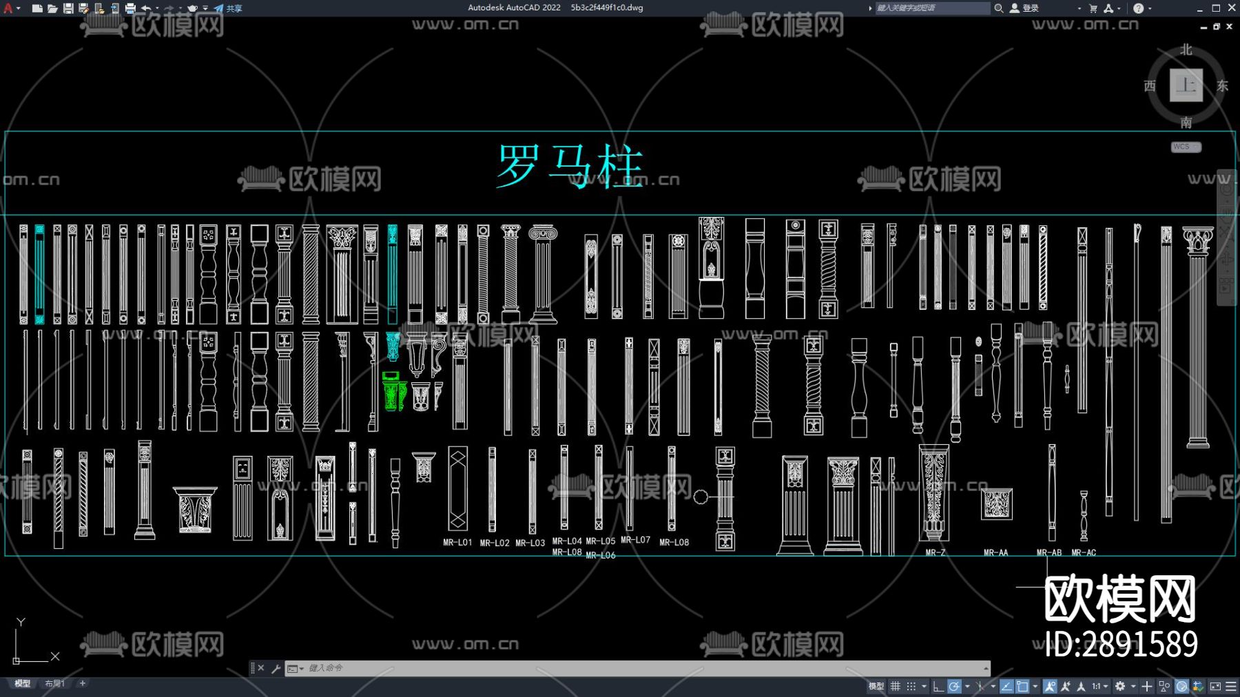 CAD罗马线条设计 罗马柱节点大样下载