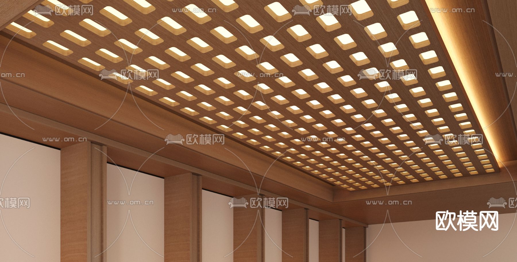 原木吊顶 方格吊顶 天花3d模型下载（渲染图5）
