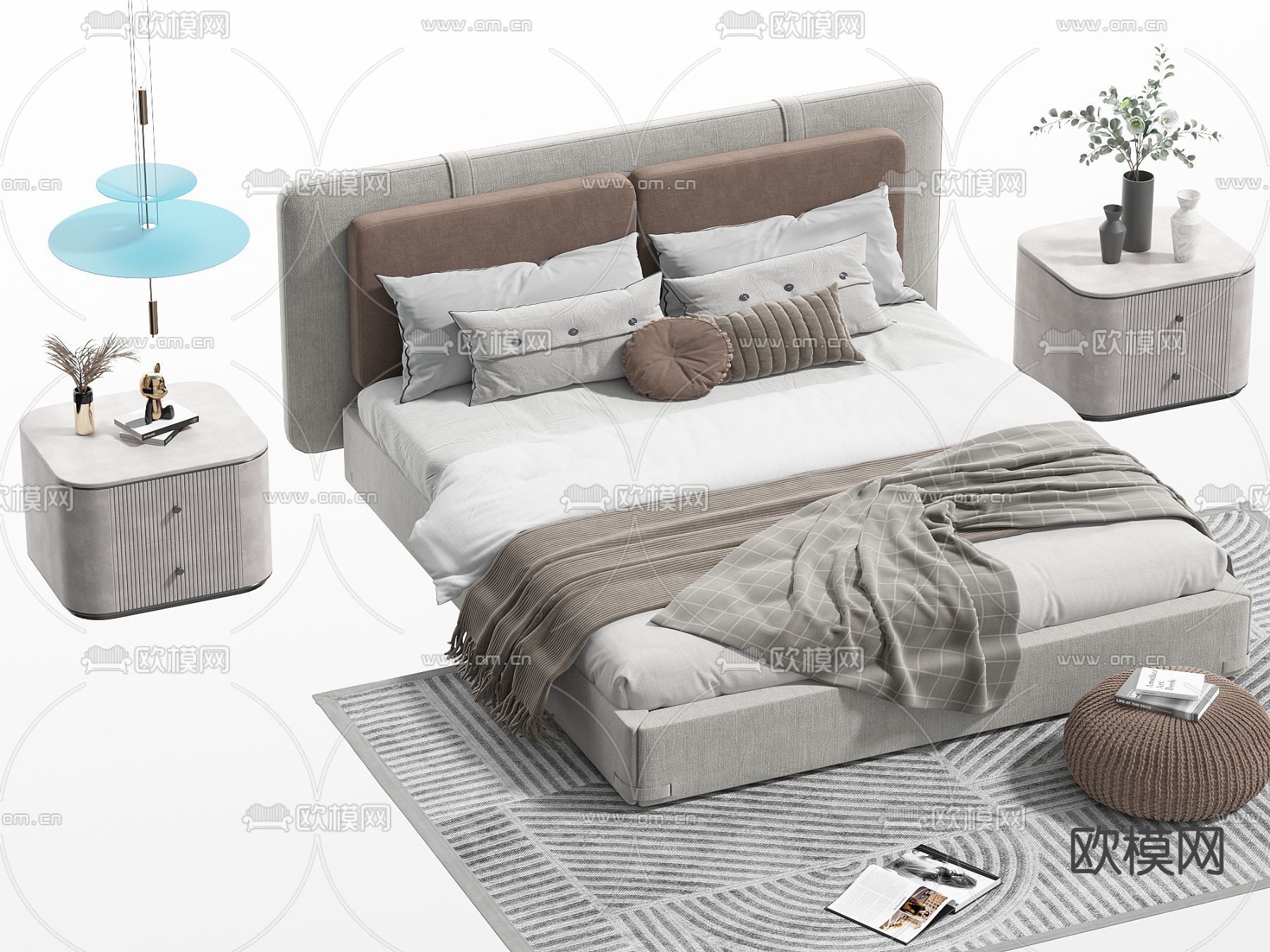 双人床3d模型下载