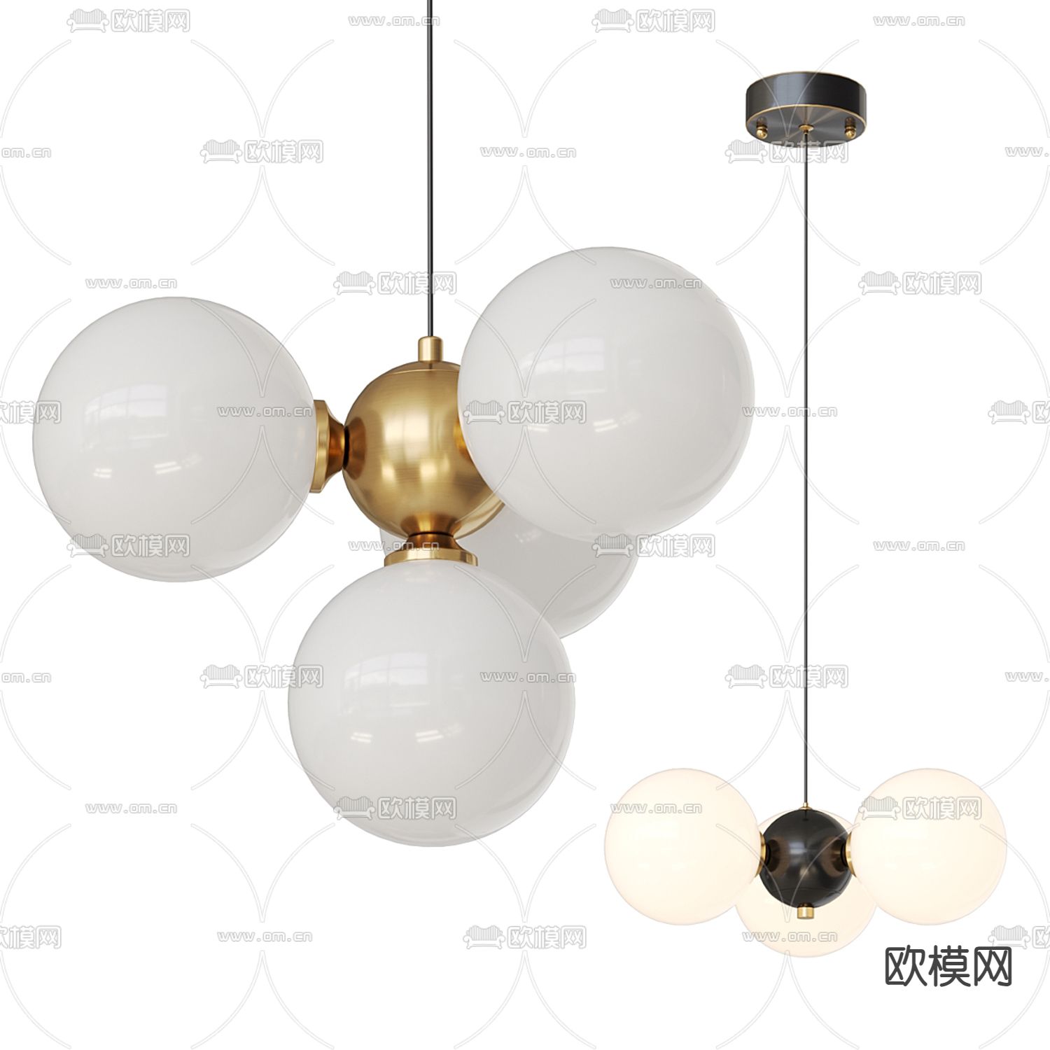 Lampatron 艺术吊灯 球形吊灯 多头吊灯su模型下载（渲染图1）
