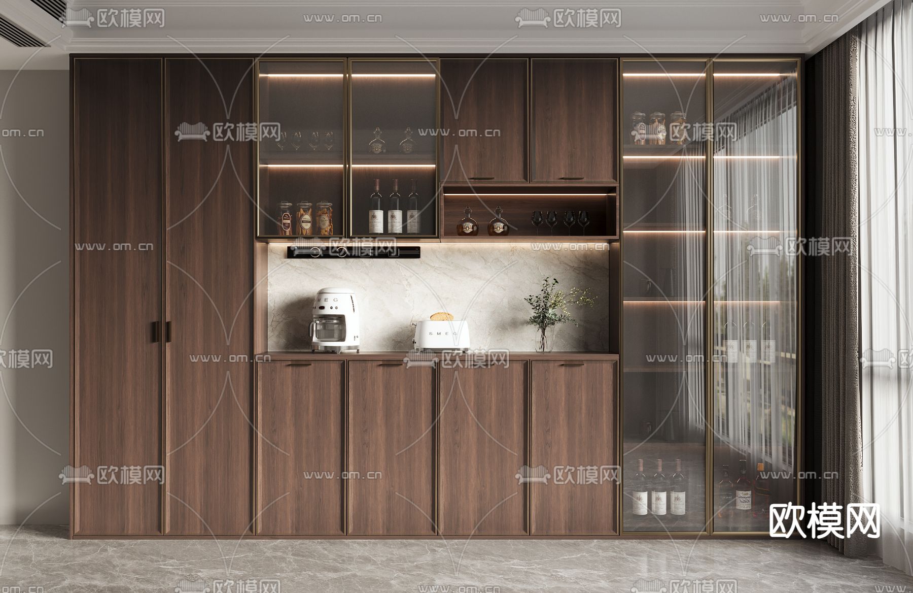 新中式酒柜 餐边柜3d模型下载