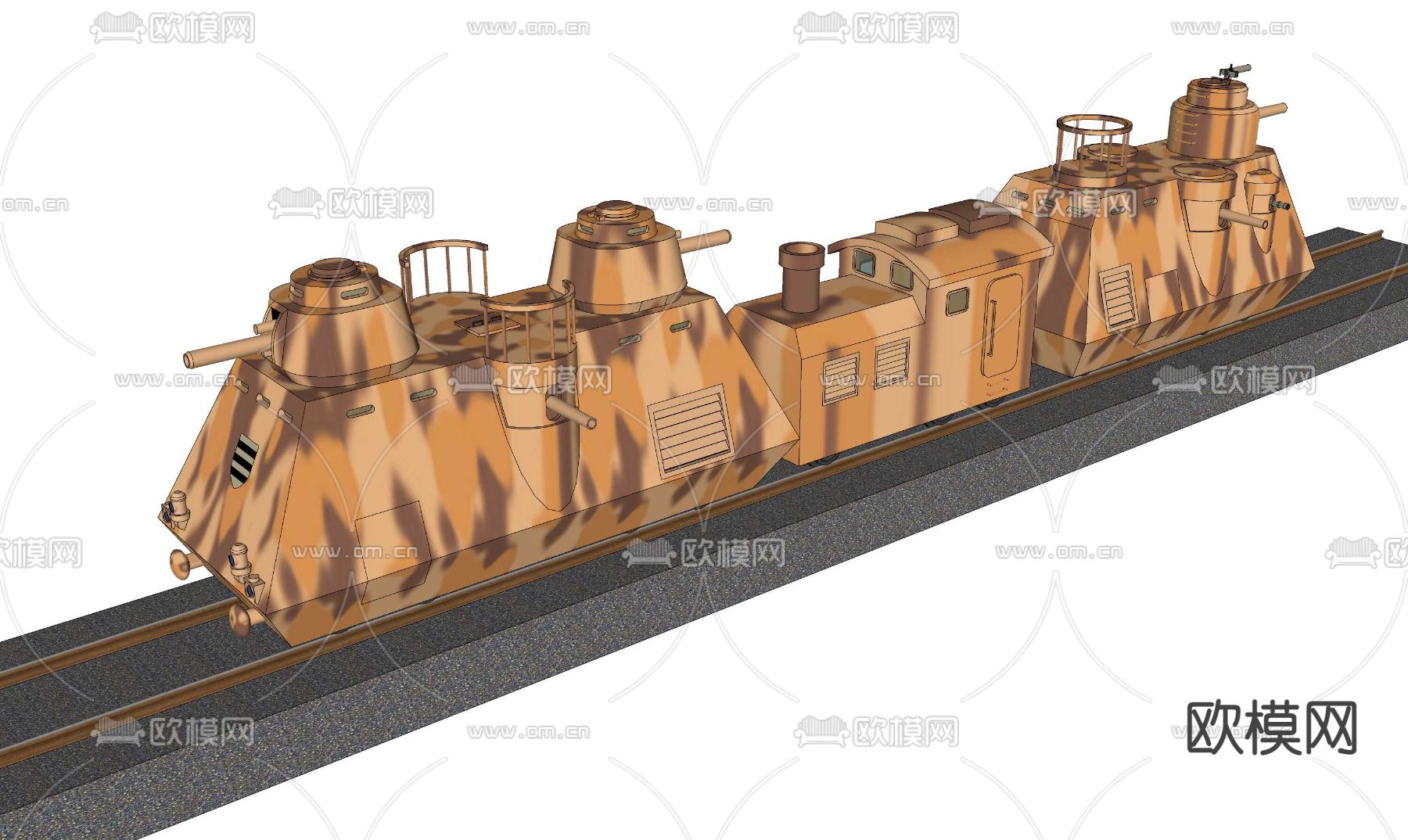 轨道装甲车su模型下载（渲染图4）