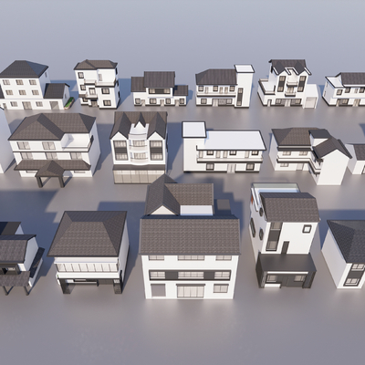新中式民宿建筑su模型