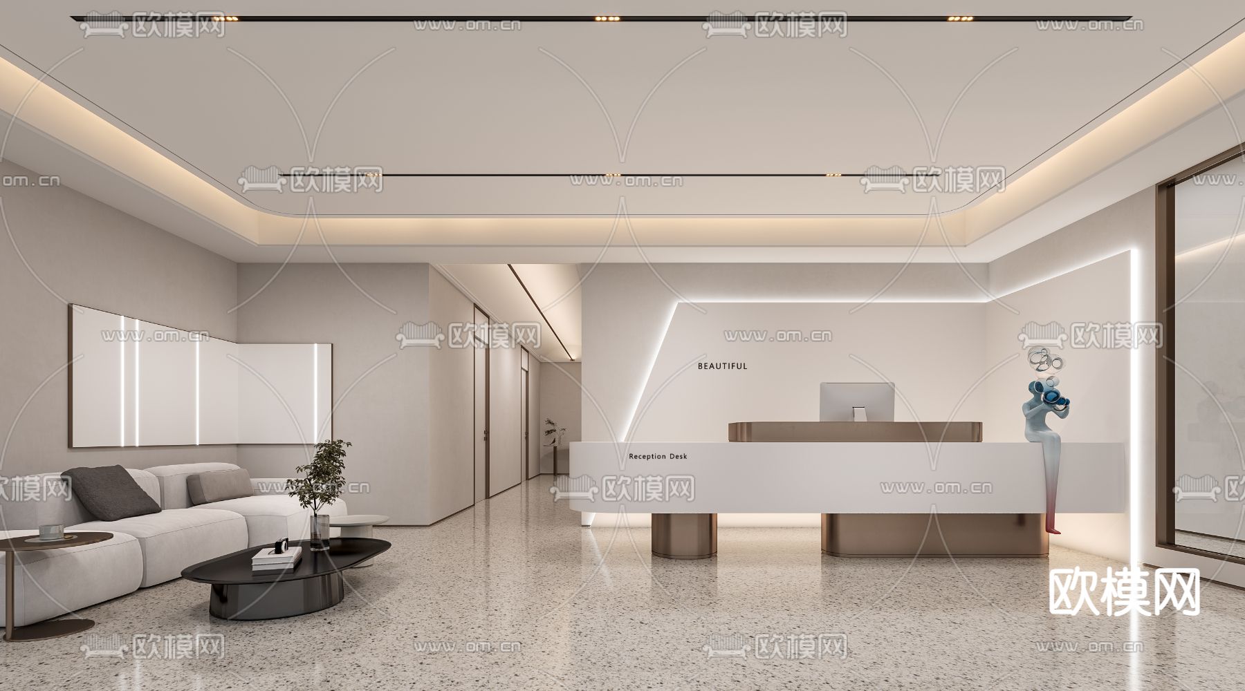 办公室前台3d模型下载