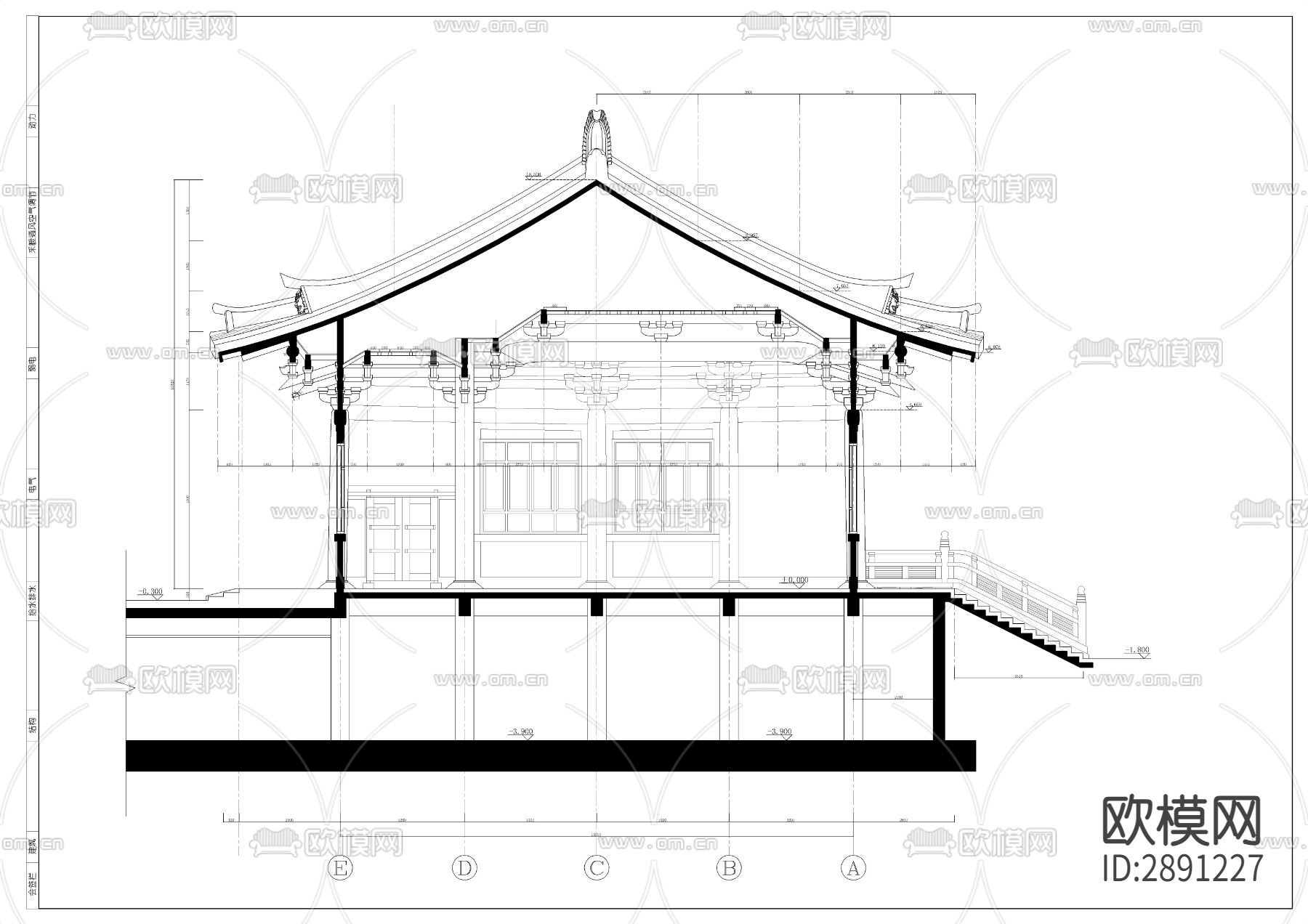 古建寺庙剖节点大样图下载（渲染图6）