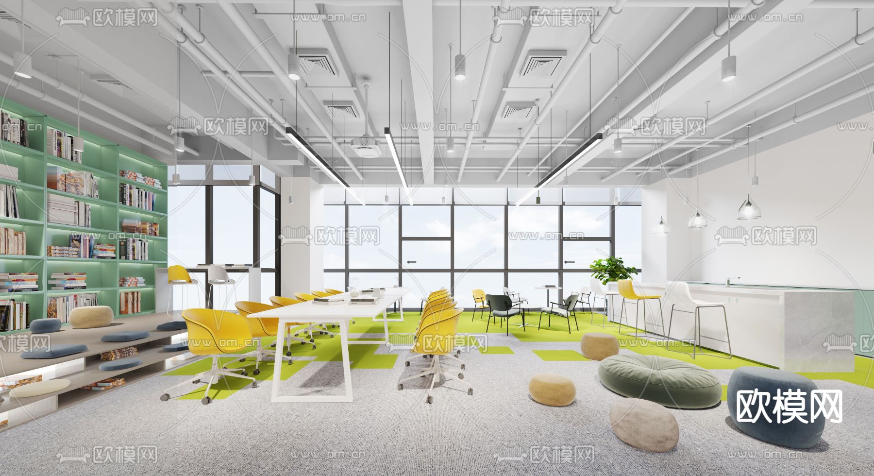 员工之家 办公室休息区3d模型下载