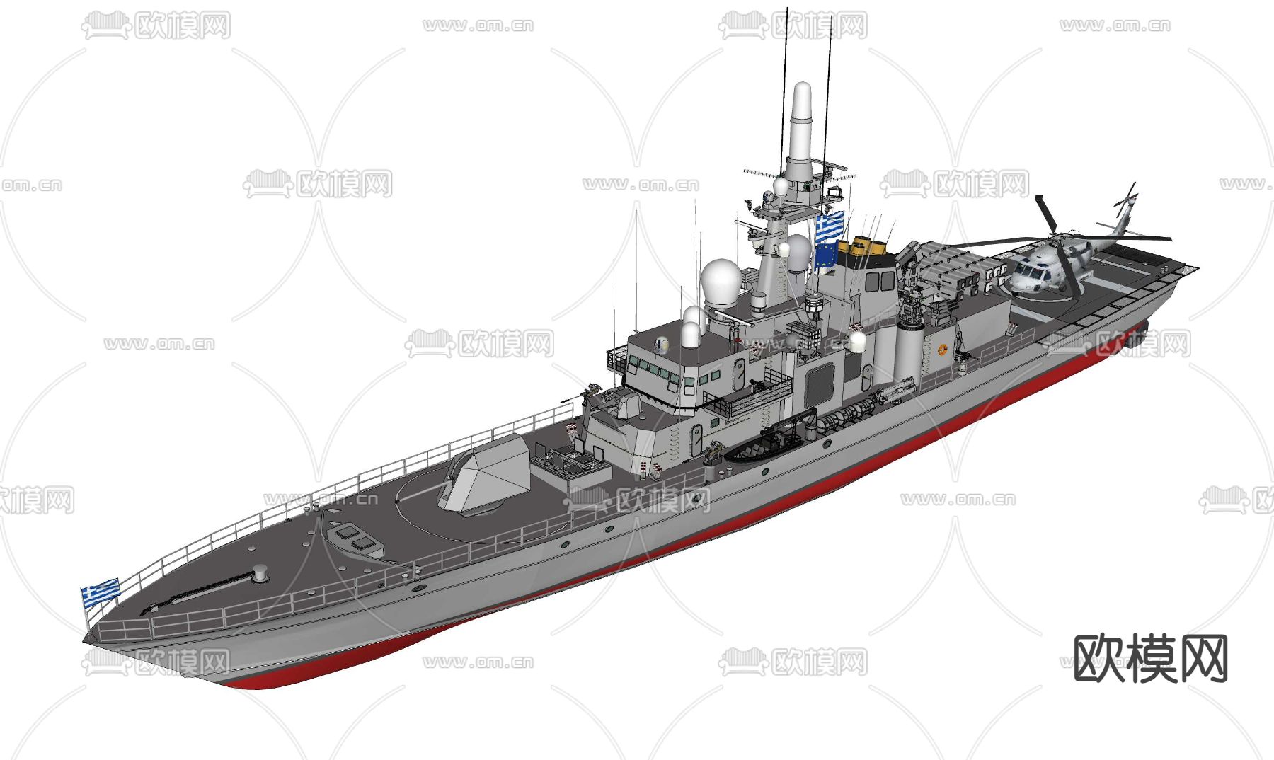 海军导弹护卫舰su模型下载（渲染图4）