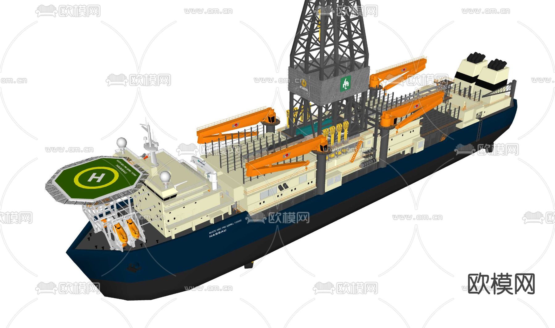 石油钻井船su模型下载（渲染图4）