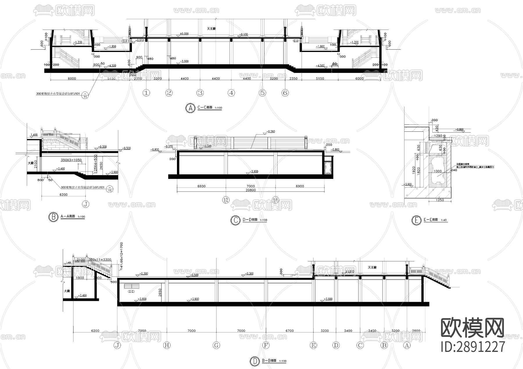 古建寺庙剖节点大样图下载（渲染图8）