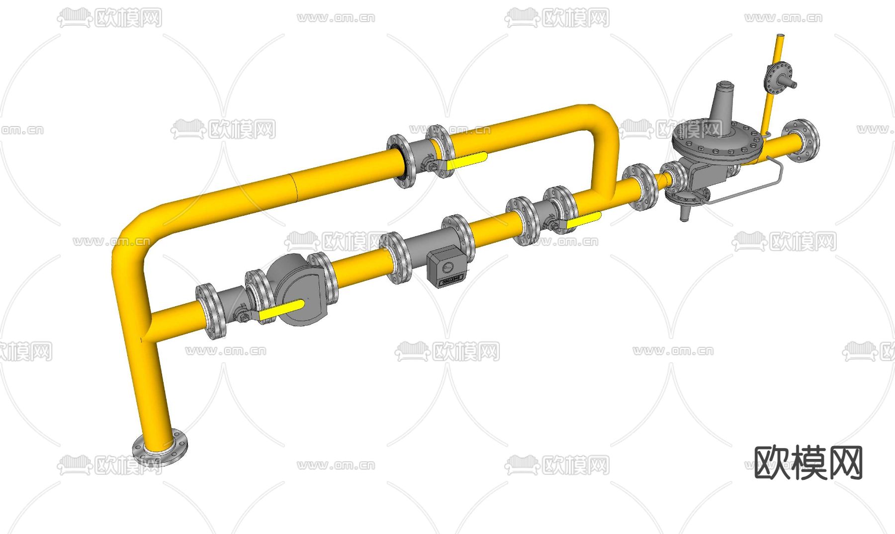 管道阀门 减压阀su模型下载（渲染图3）