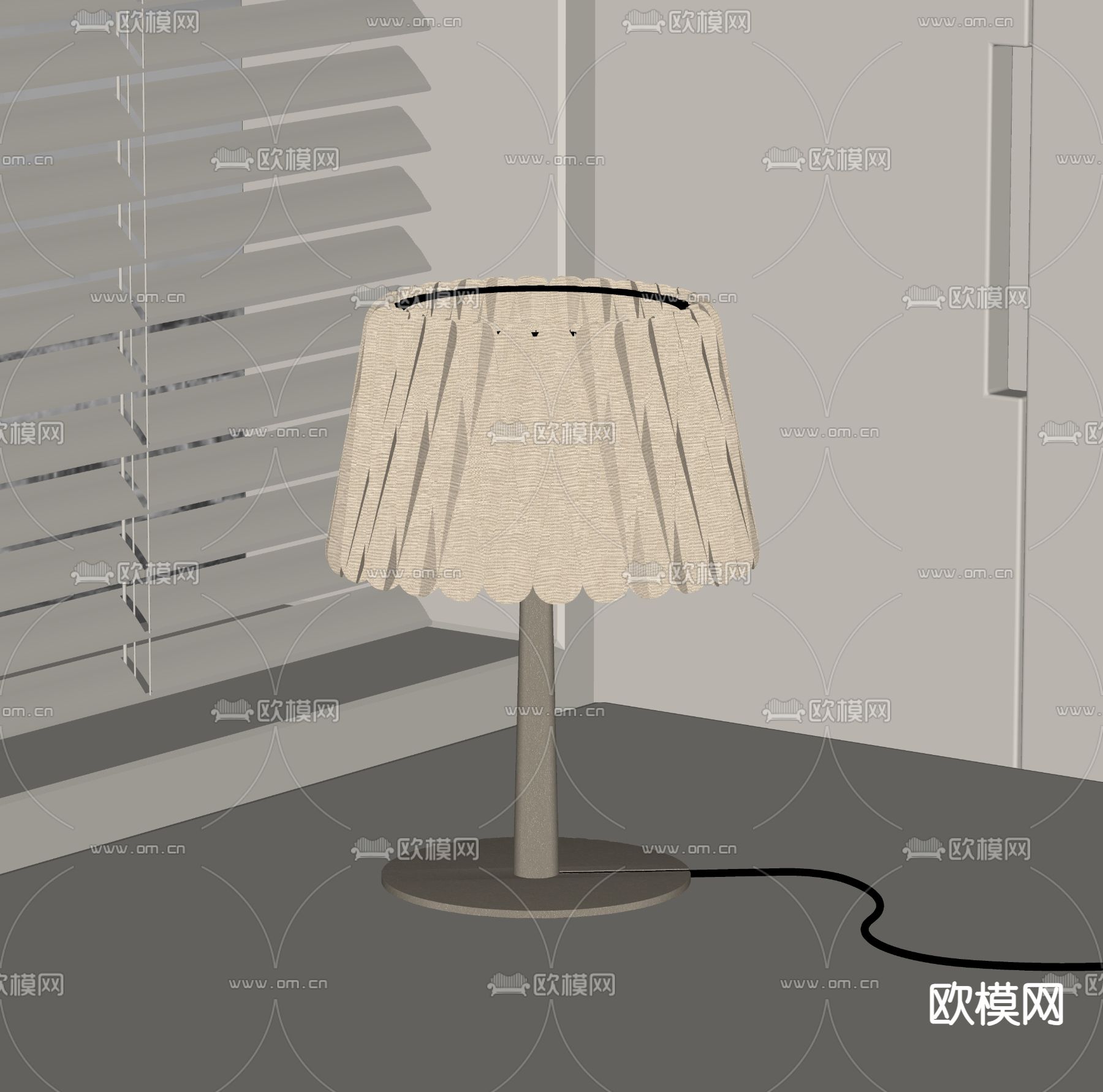 现代台灯su模型下载（渲染图2）