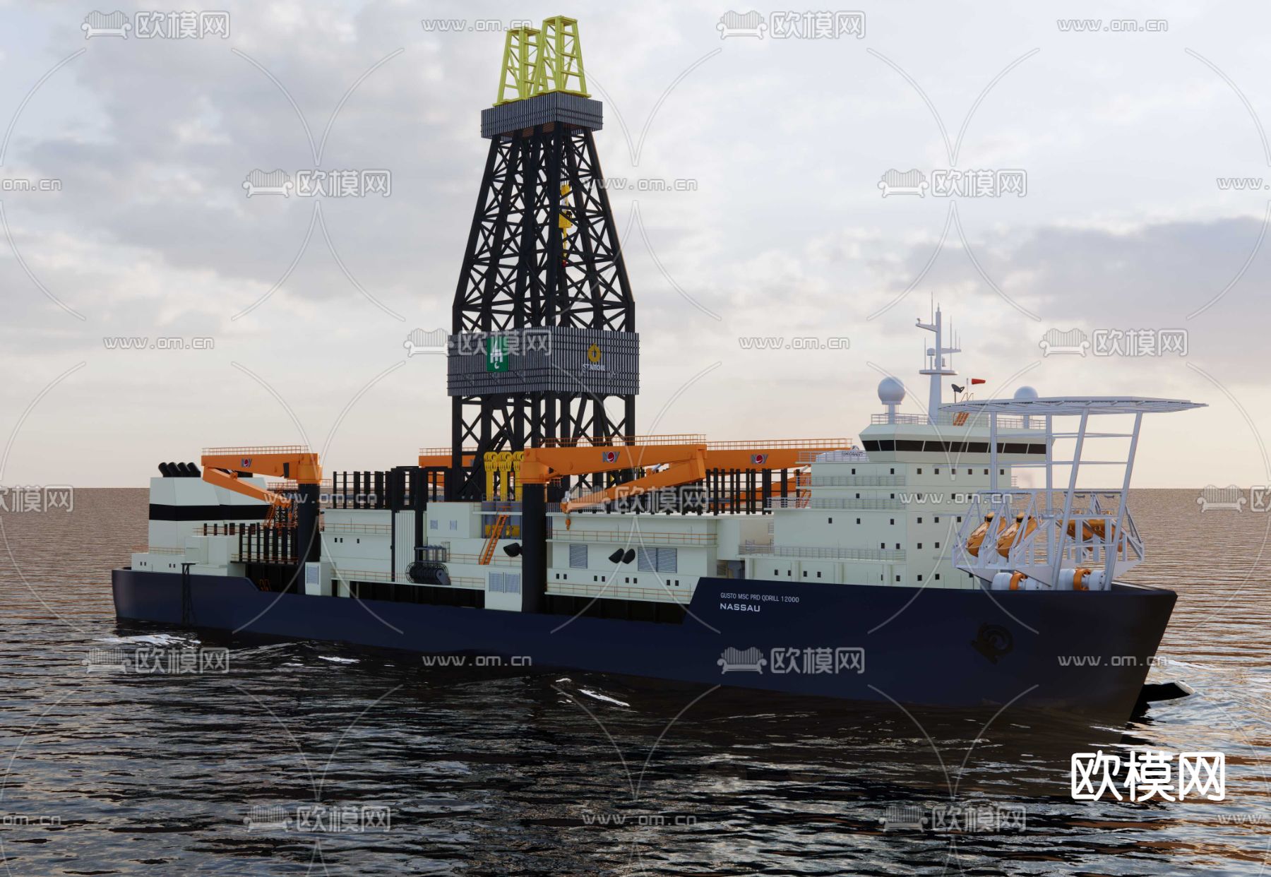 石油钻井船su模型下载（渲染图2）
